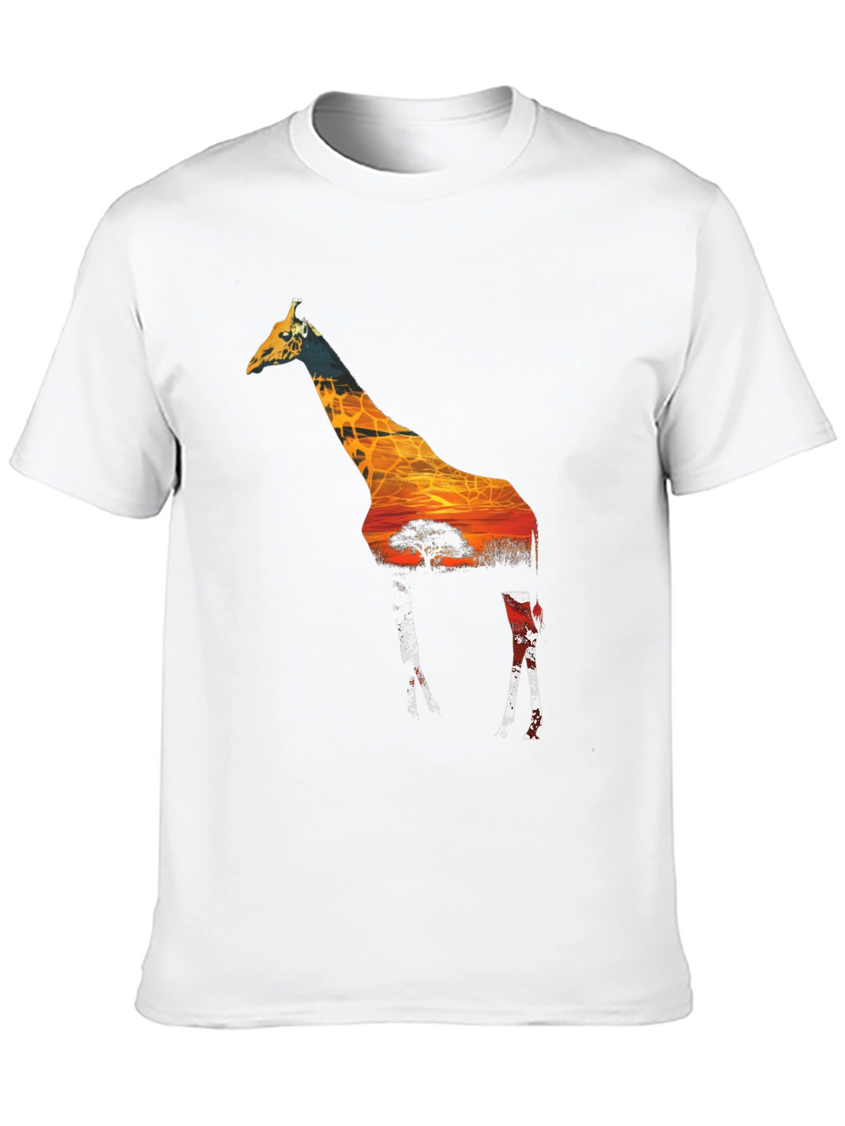 Giraffe Sunset Graphic T-Shirt - Mens Black Tee