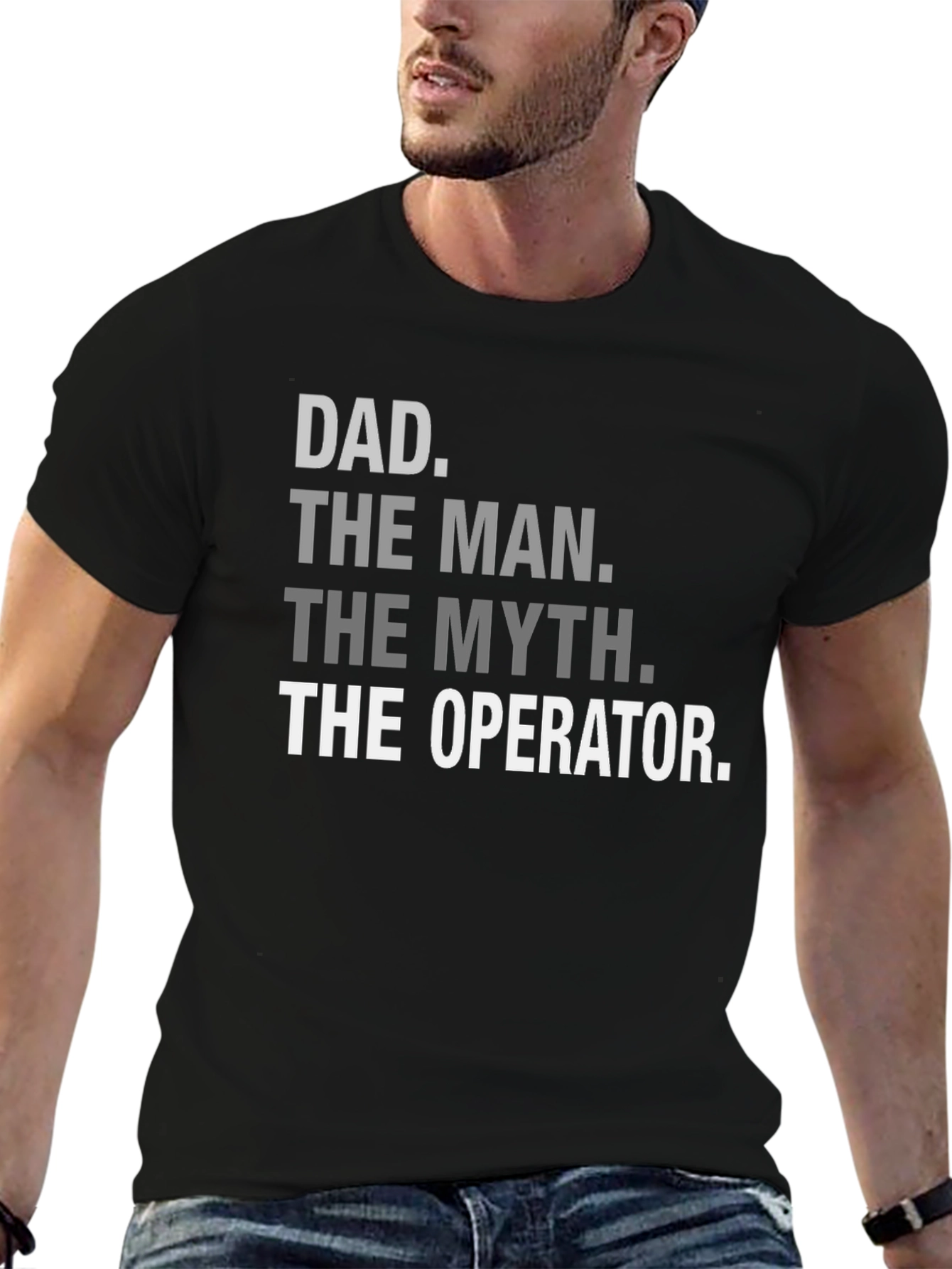 Dad The Man Myth Operator Black T-Shirt