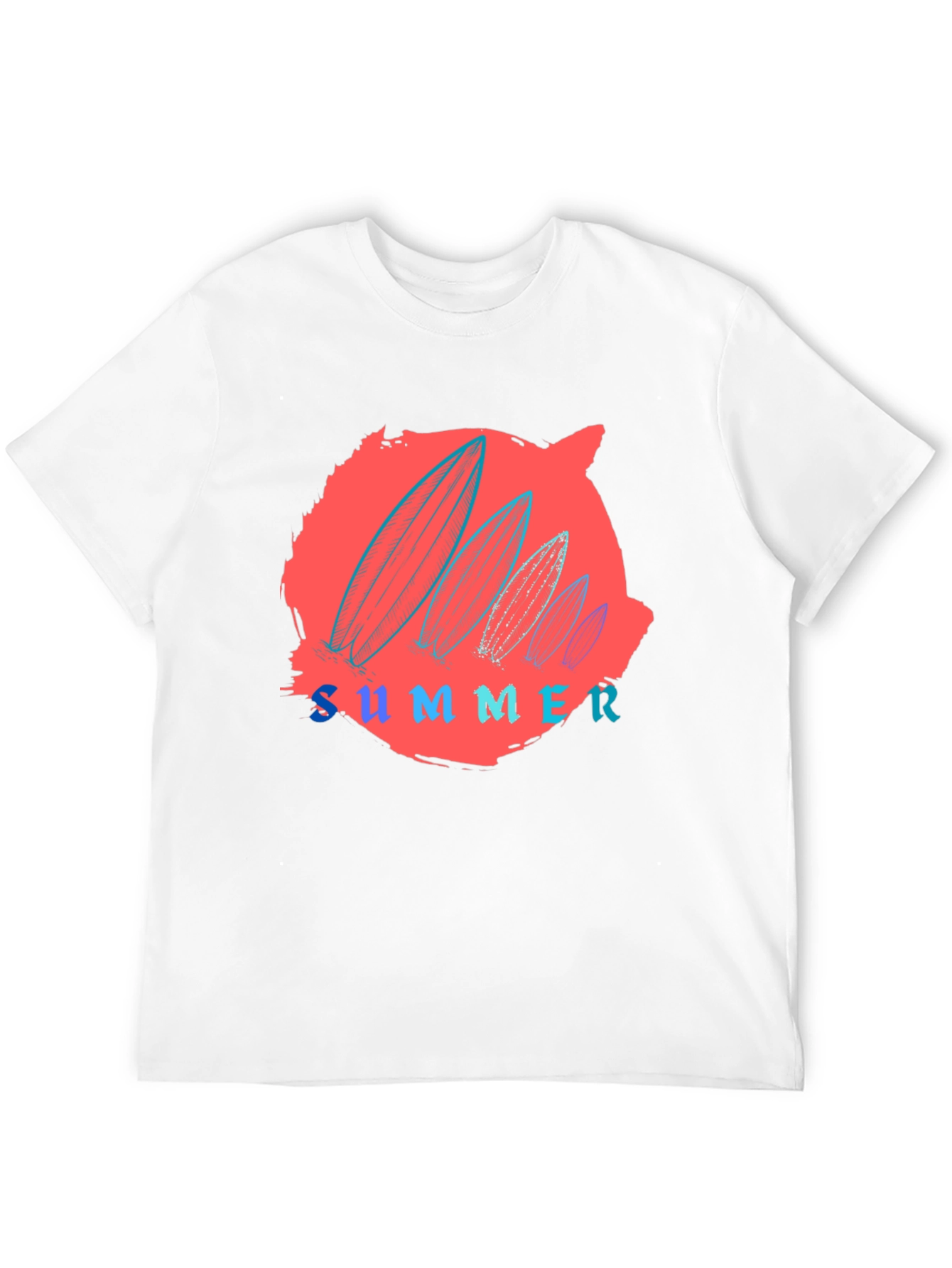 Summer Surfboard Graphic Tee - Black Cotton T-Shirt