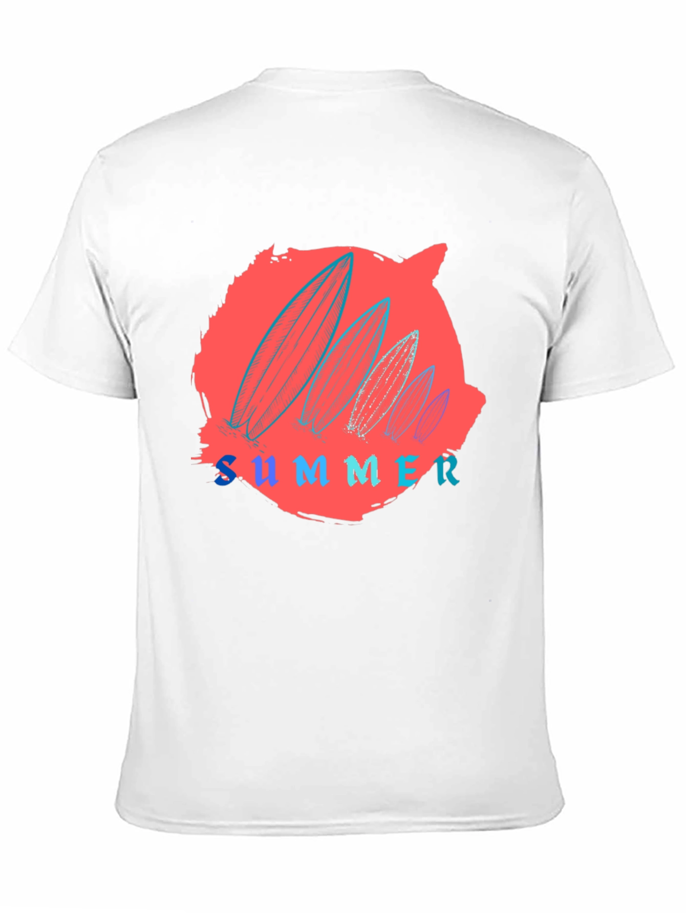 Summer Surfboard Graphic Tee - Black Cotton T-Shirt