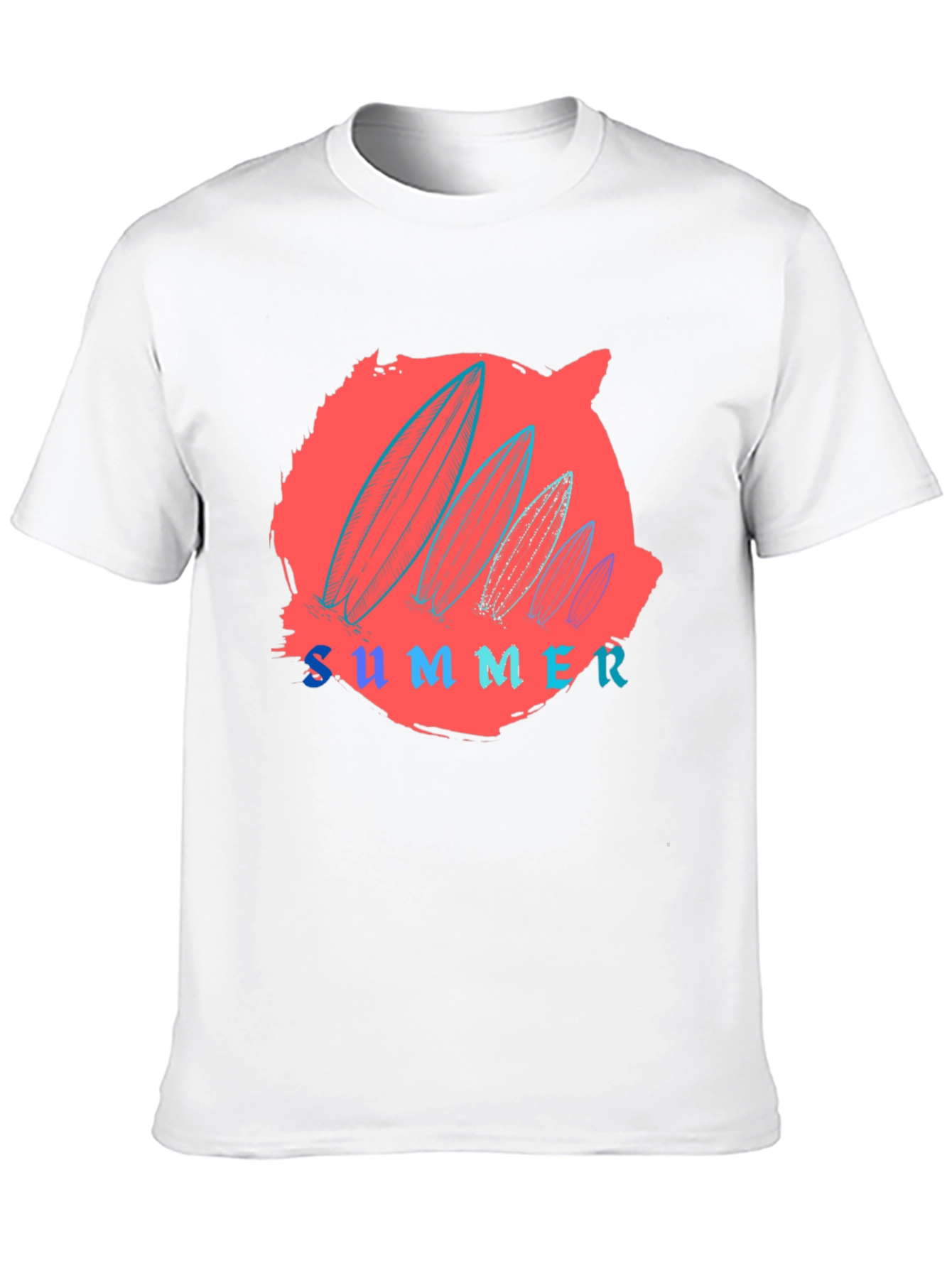 Summer Surfboard Graphic Tee - Black Cotton T-Shirt