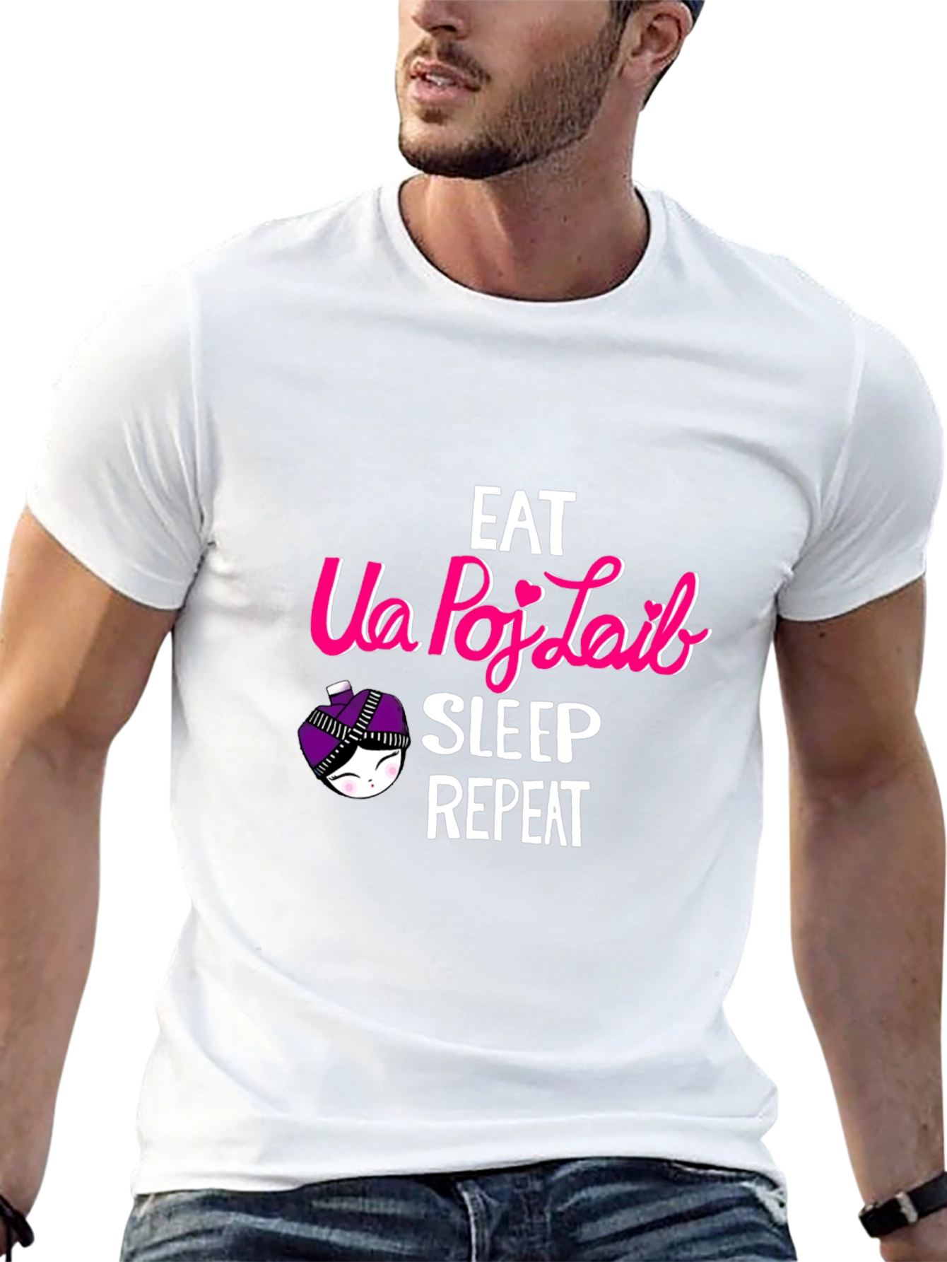 Eat Ua Poj Laib Sleep Repeat T-Shirt