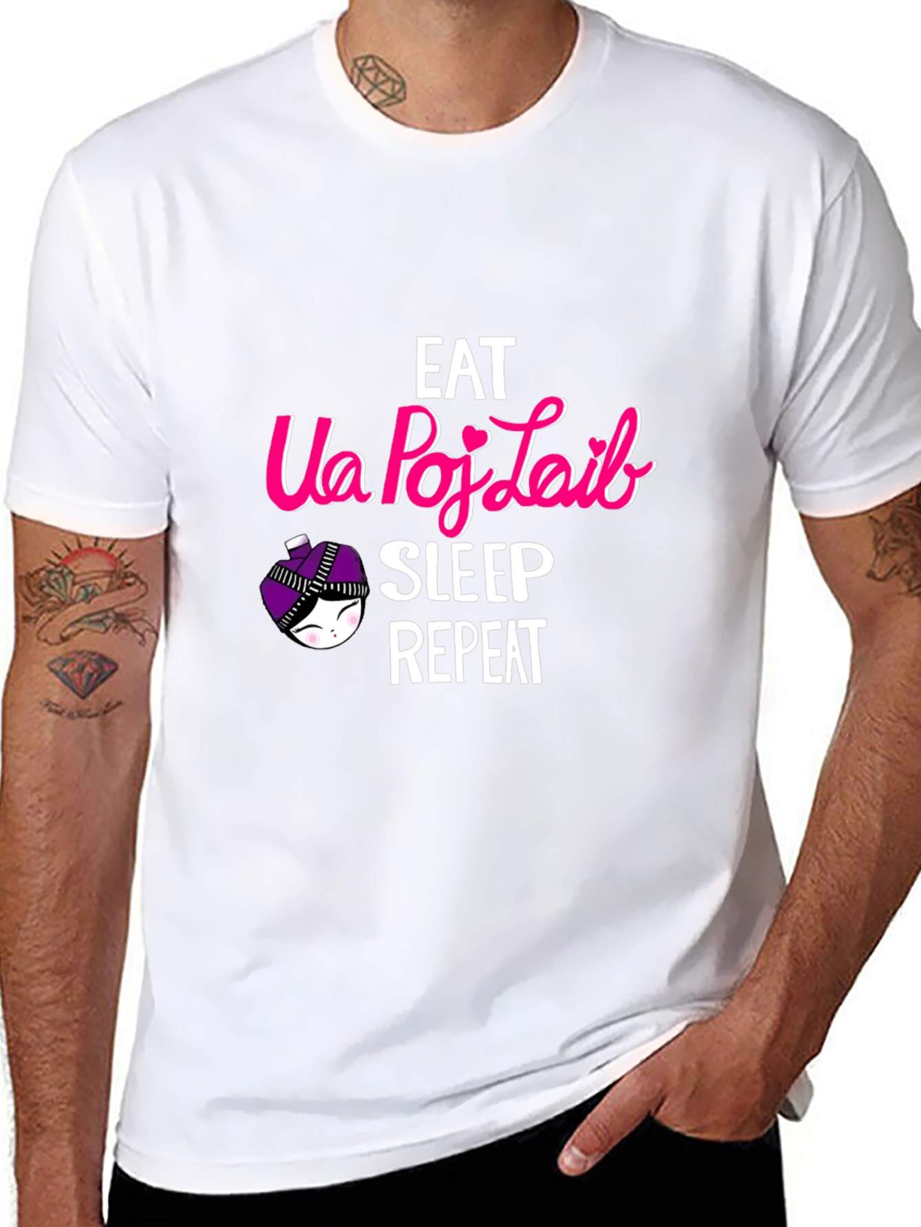 Eat Ua Poj Laib Sleep Repeat T-Shirt