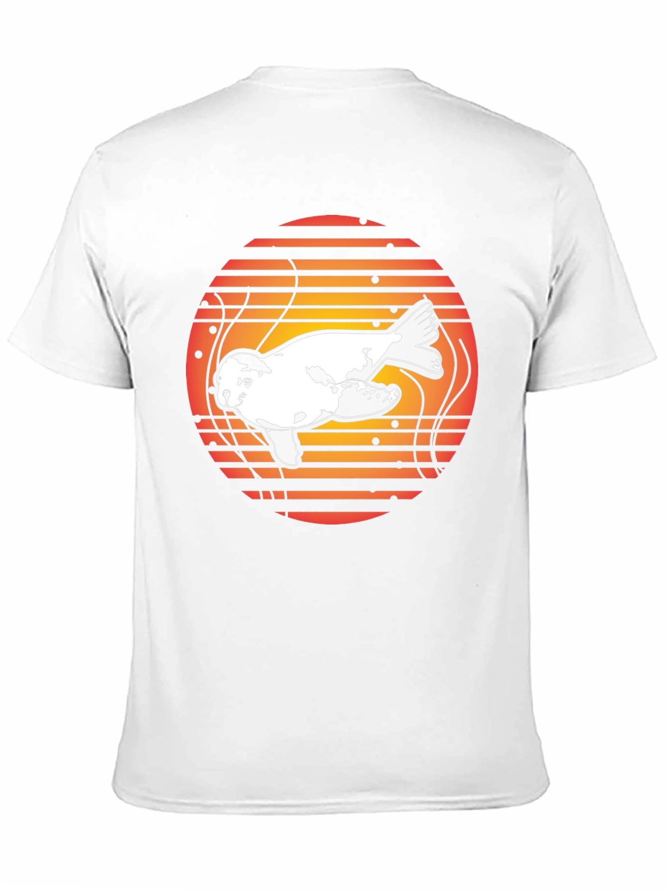 Retro Seal Sunset Graphic Tee - Black Cotton Blend