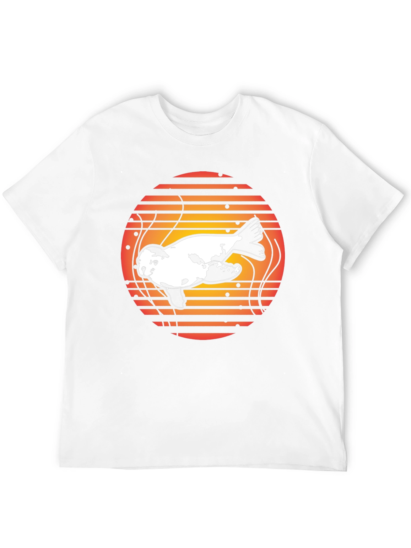Retro Seal Sunset Graphic Tee - Black Cotton Blend