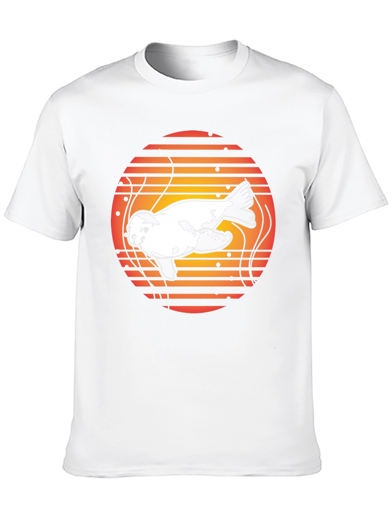 Retro Seal Sunset Graphic Tee - Black Cotton Blend