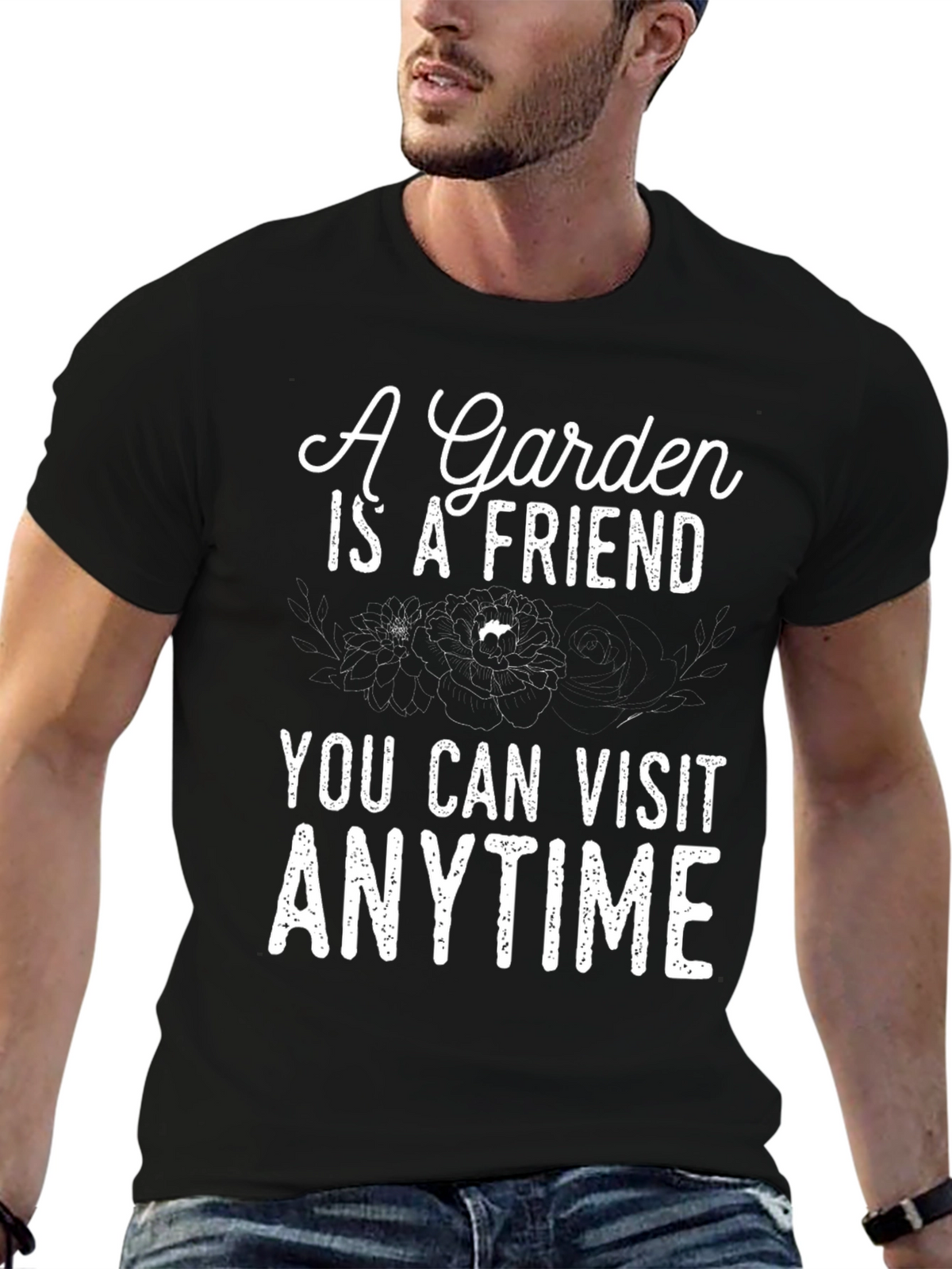 Garden Friend T-Shirt - Visit Anytime Black Tee