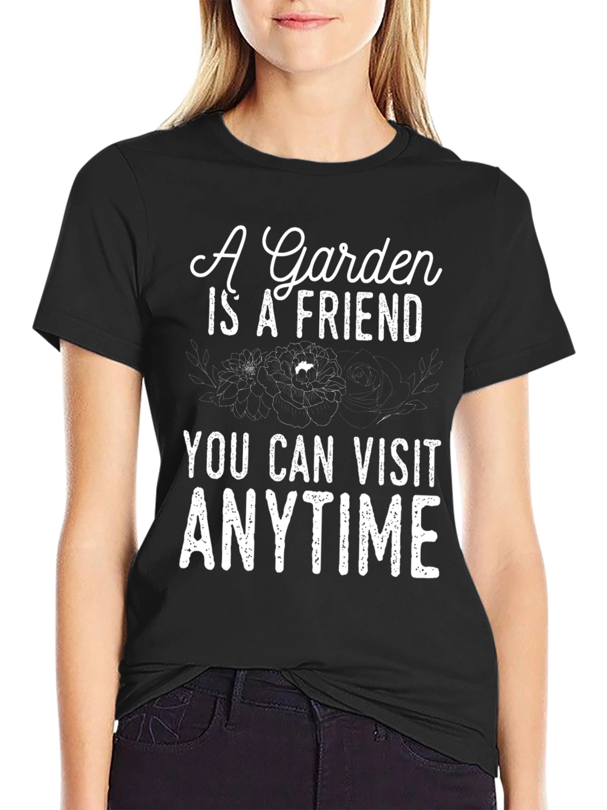 Garden Friend T-Shirt - Visit Anytime Black Tee