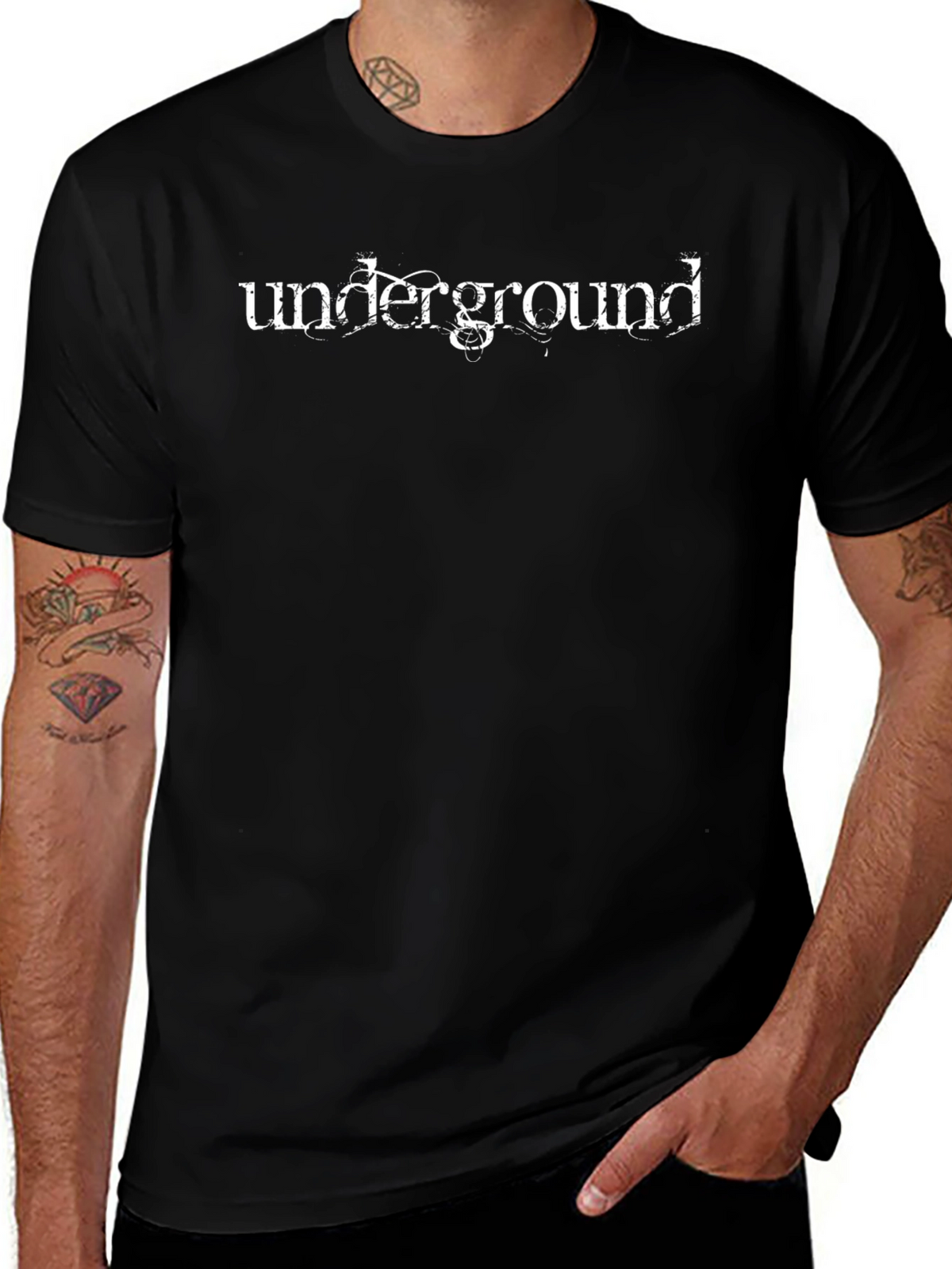 Underground Graphic Print Black T-Shirt