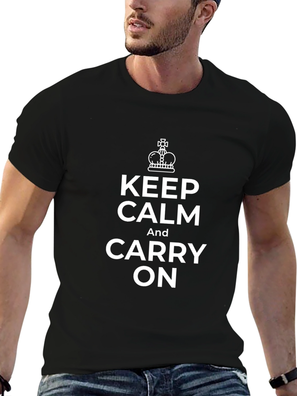 Keep Calm and Carry On Black T-Shirt