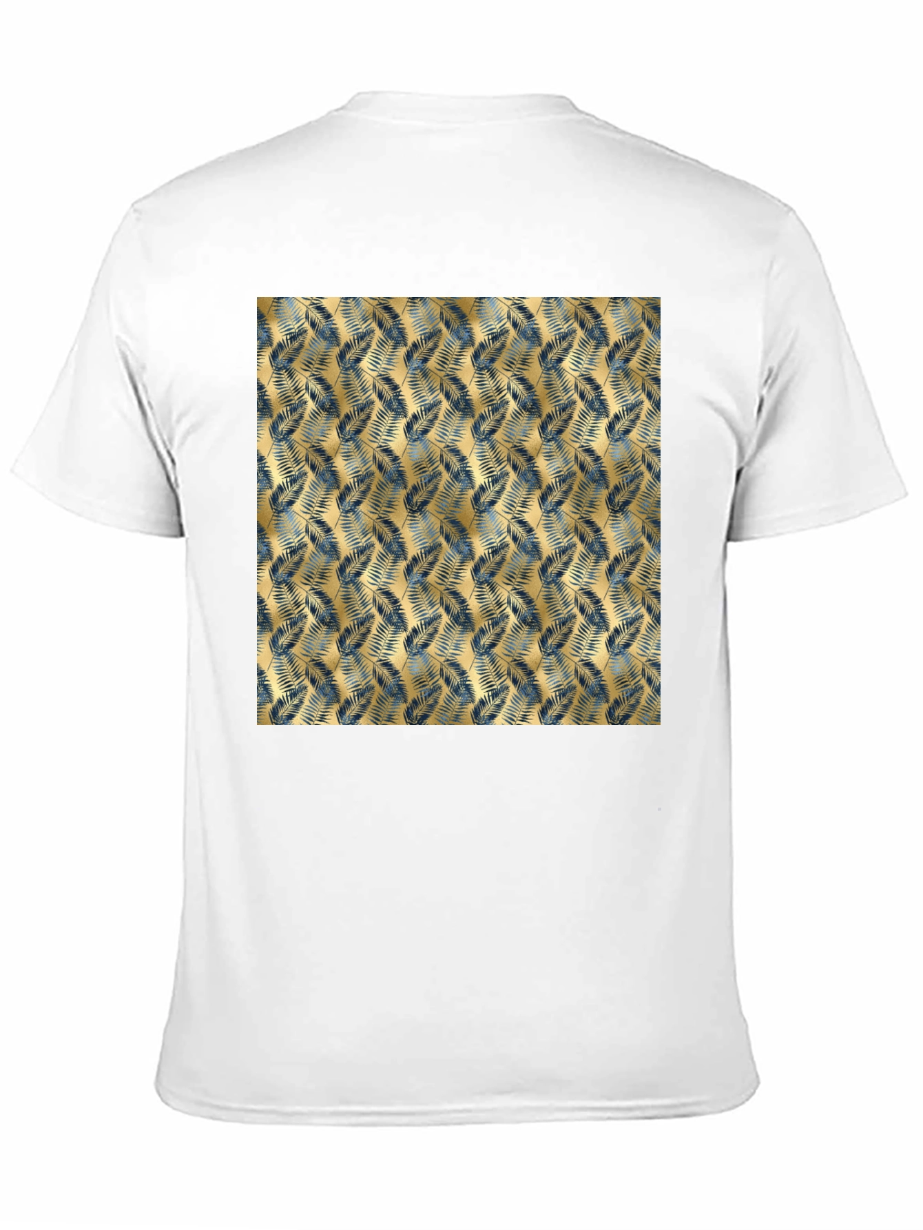 Tropical Gold Leaf Pattern Black T-Shirt