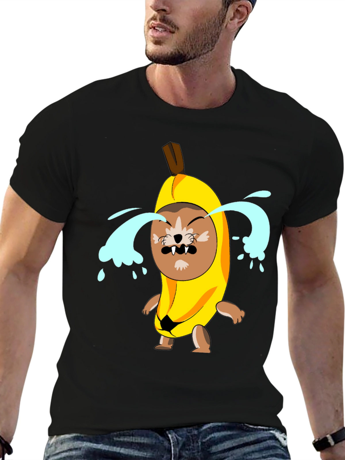 Crying Banana Dog Graphic T-Shirt
