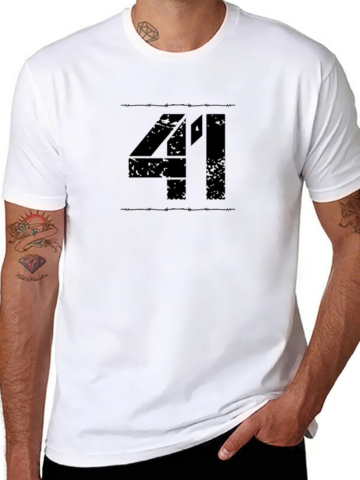 Mens Black 41 Graphic Print T-Shirt