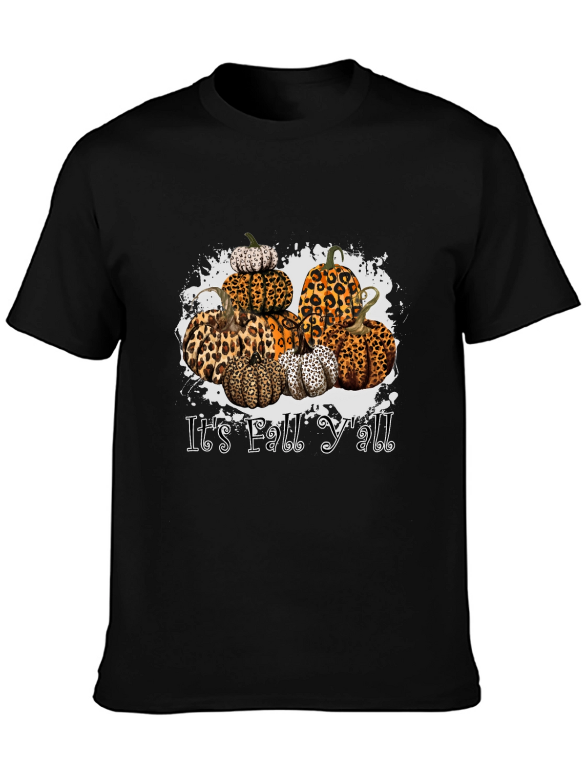 Its Fall Yall Leopard Print Pumpkin Stack T-Shirt