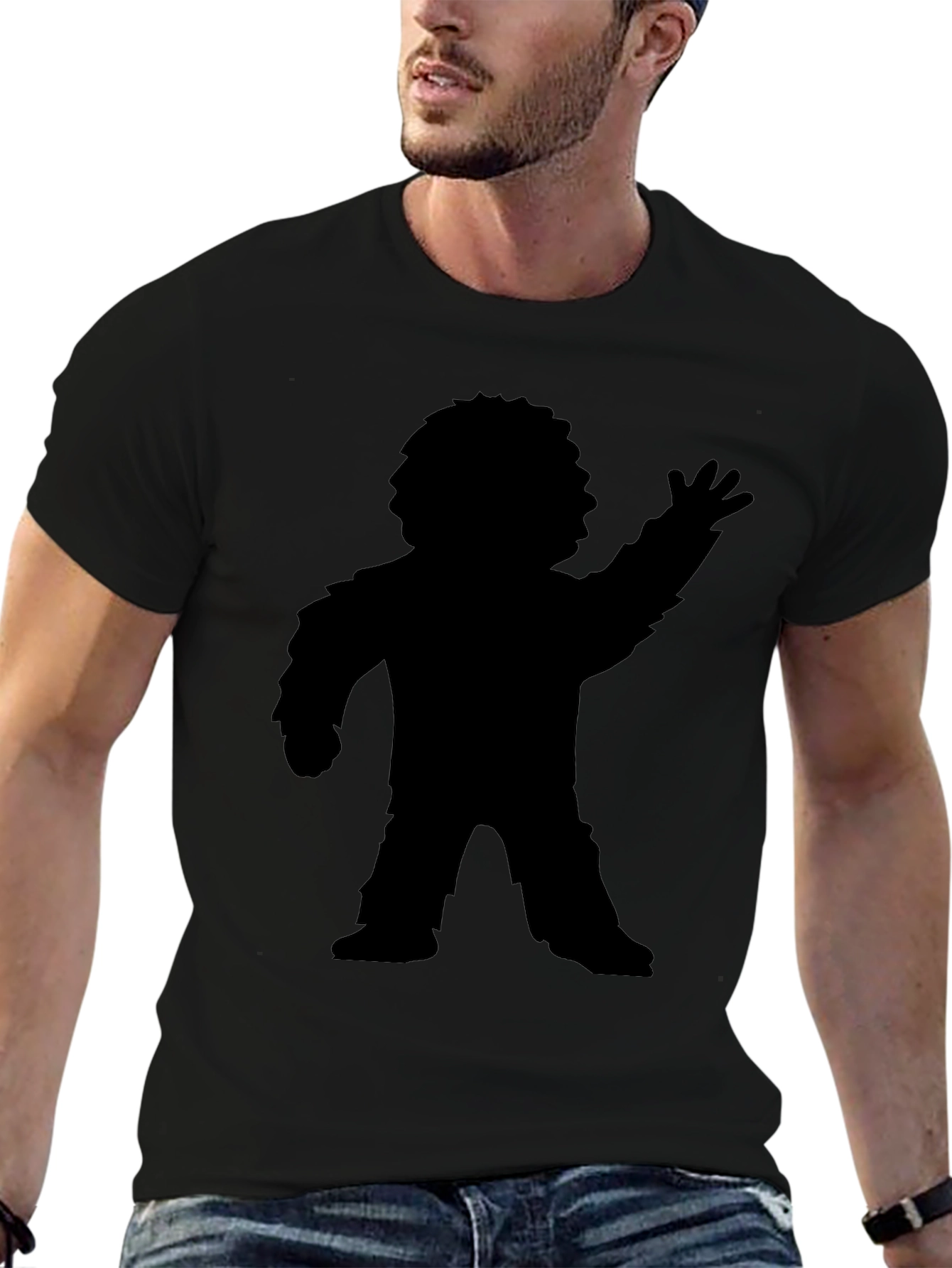 Retro Bigfoot Silhouette Black T-Shirt