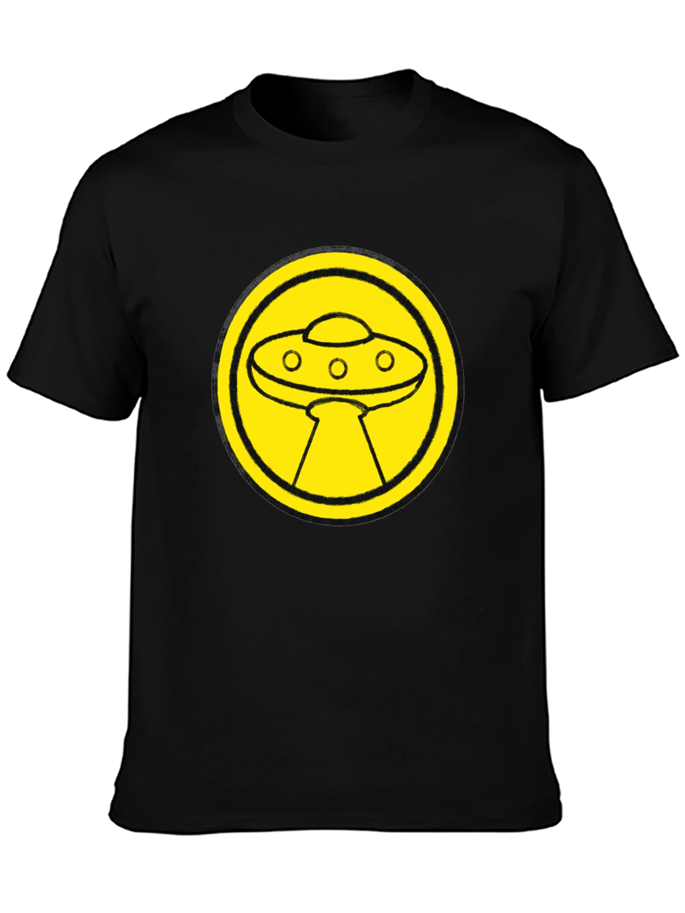 UFO Graphic Tee - Black Cotton Blend T-Shirt