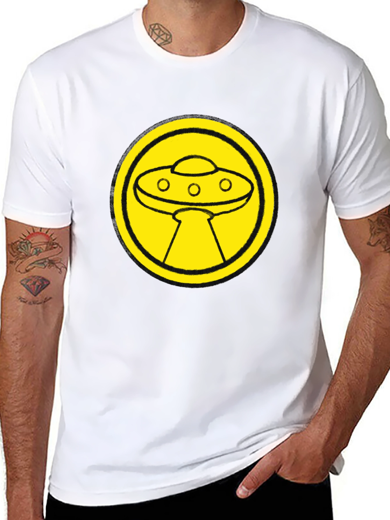 UFO Graphic Tee - Black Cotton Blend T-Shirt