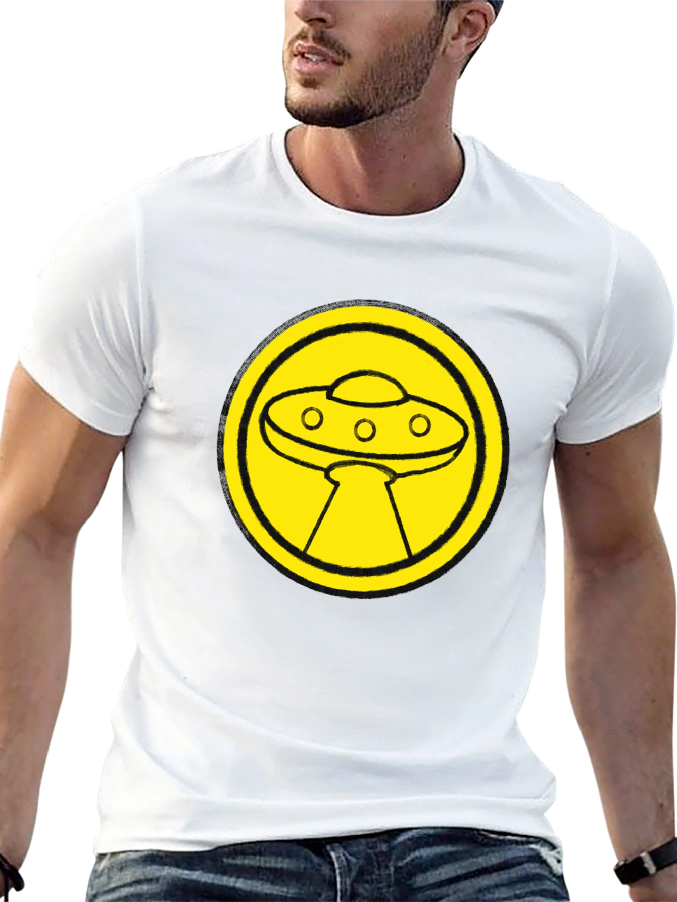 UFO Graphic Tee - Black Cotton Blend T-Shirt