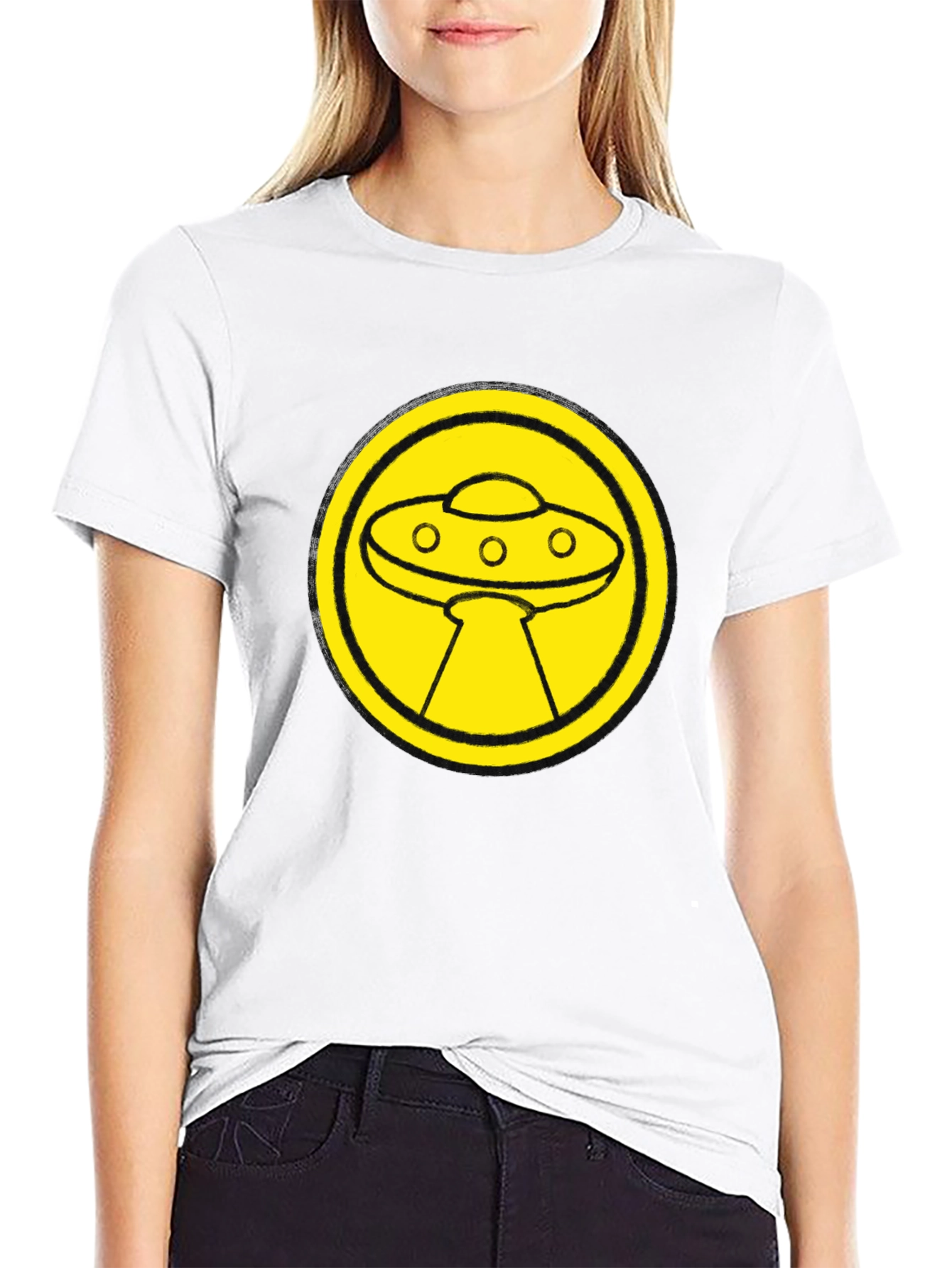 UFO Graphic Tee - Black Cotton Blend T-Shirt