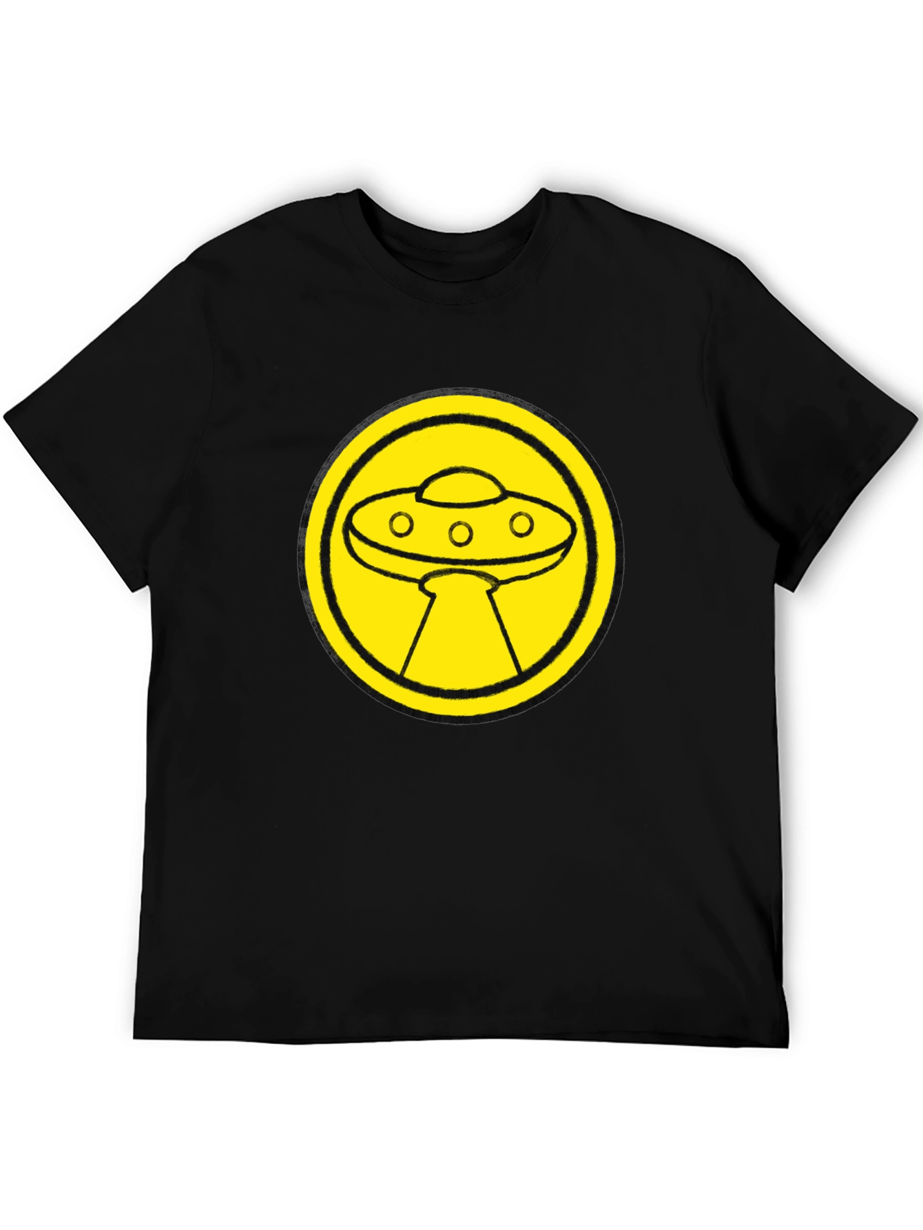 UFO Graphic Tee - Black Cotton Blend T-Shirt
