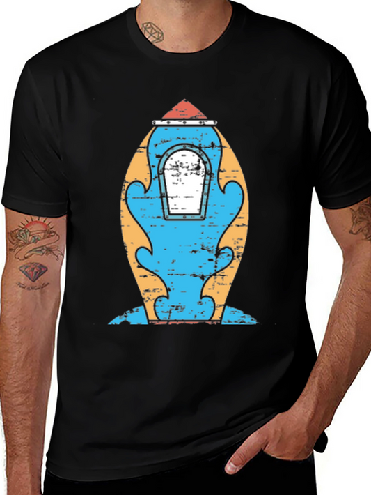 Retro Rocket Graphic T-Shirt - Vintage Style Mens Tee