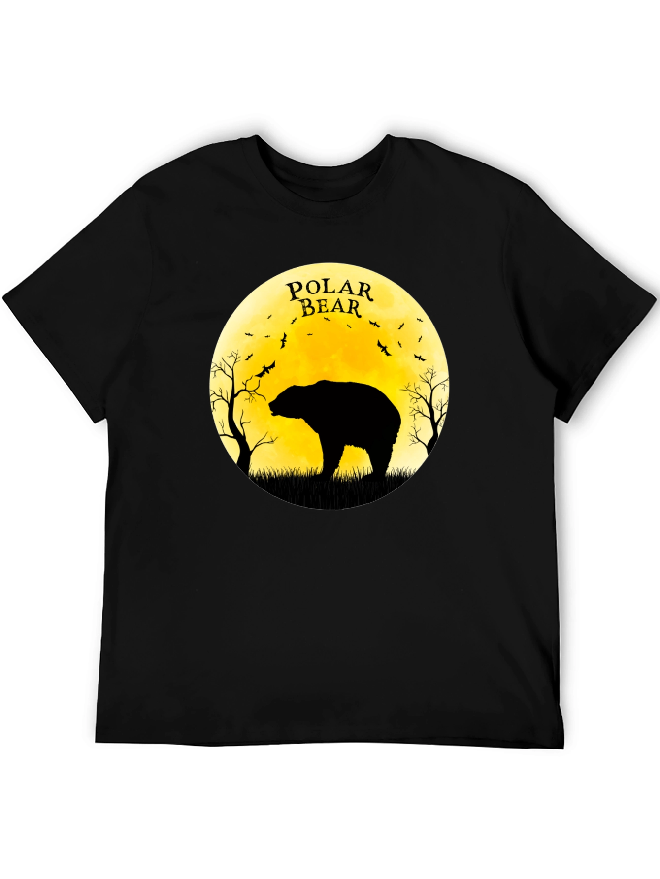 Polar Bear Silhouette Graphic Tee - Black