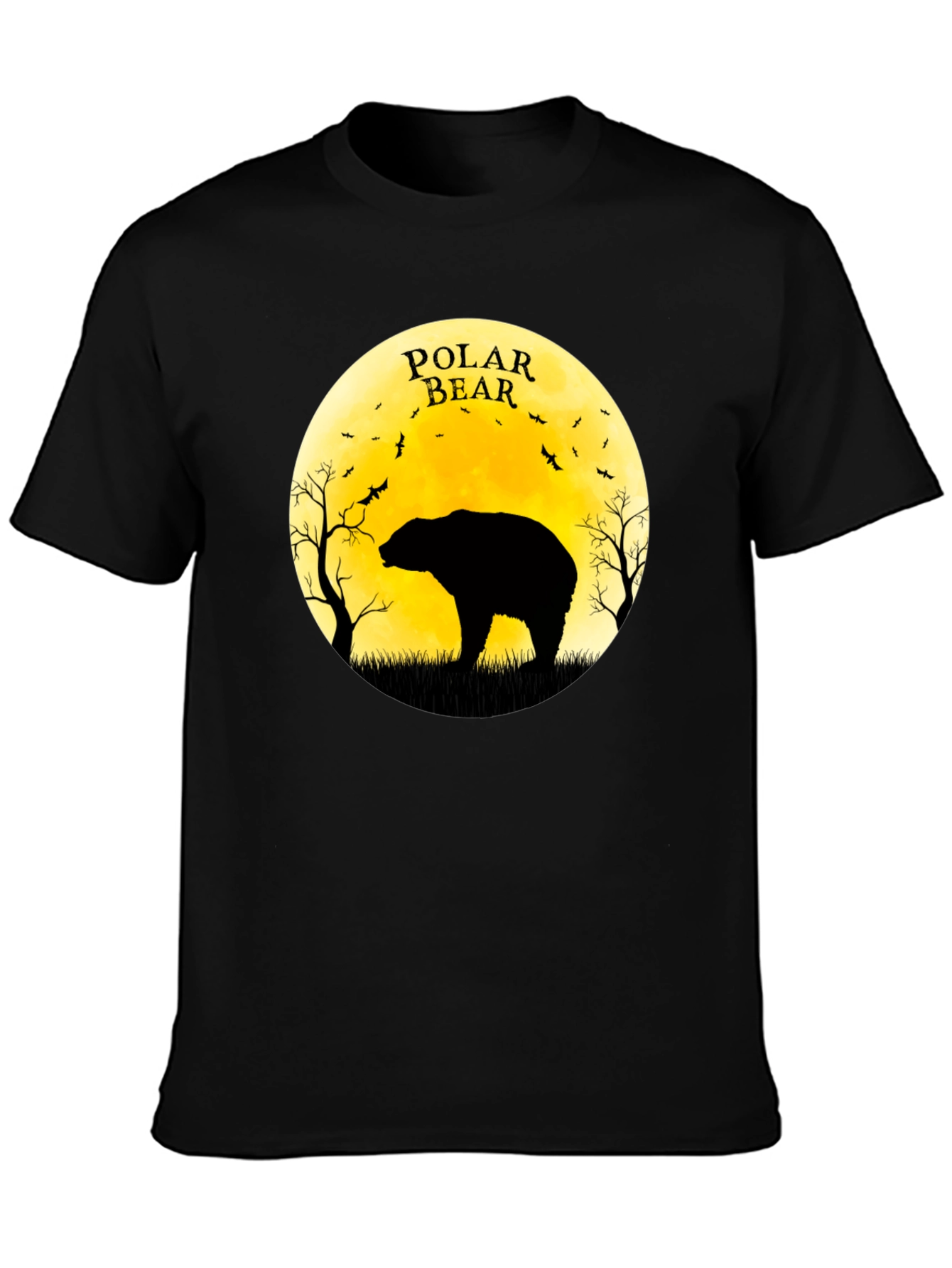 Polar Bear Silhouette Graphic Tee - Black
