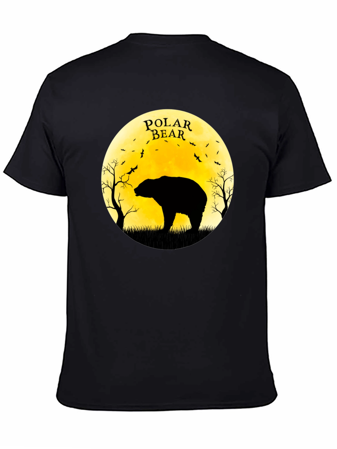 Polar Bear Silhouette Graphic Tee - Black