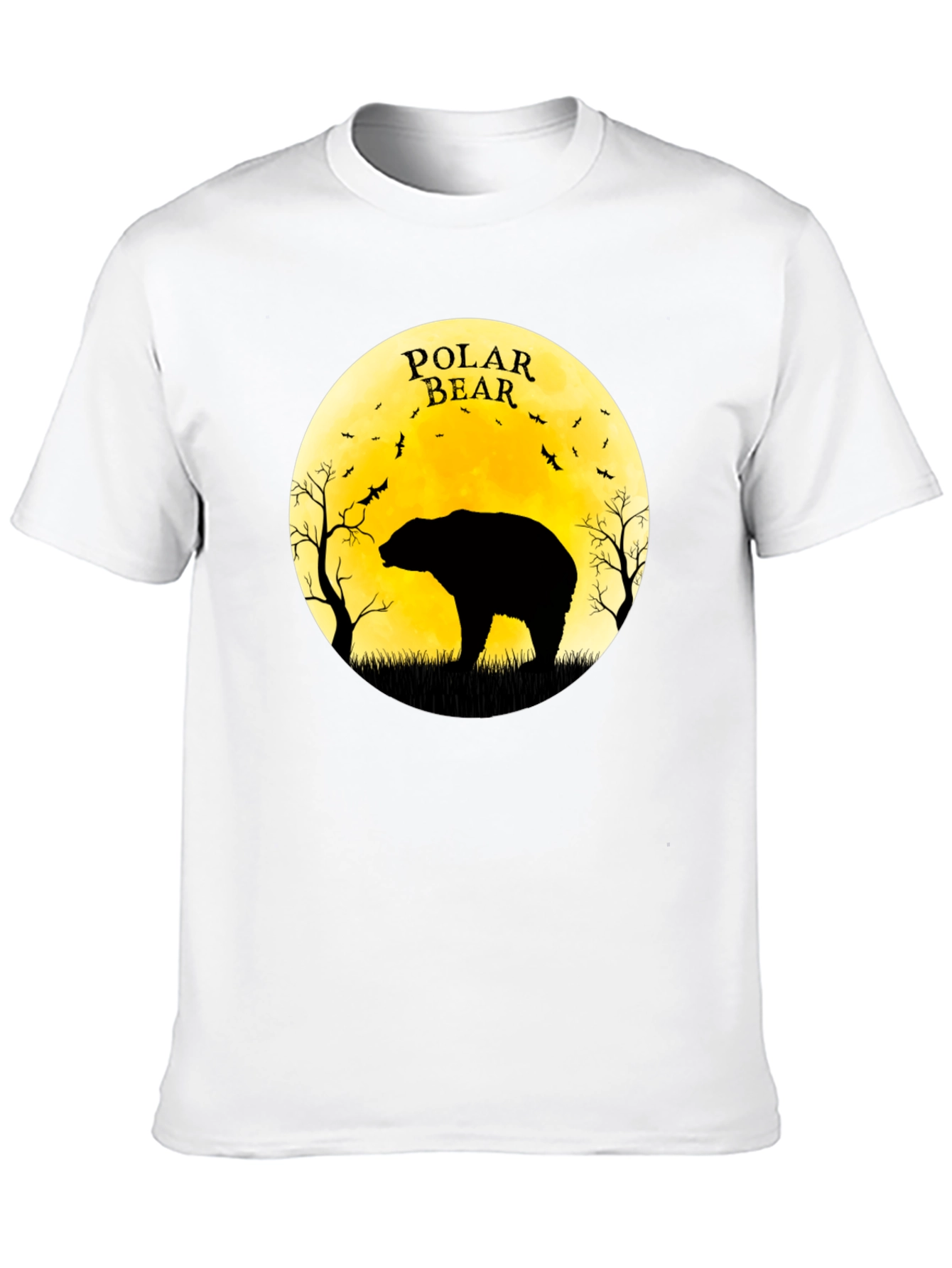 Polar Bear Silhouette Graphic Tee - Black