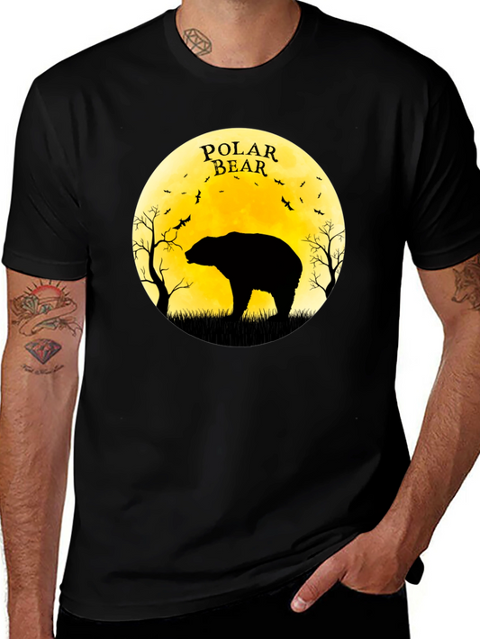 Polar Bear Silhouette Graphic Tee - Black