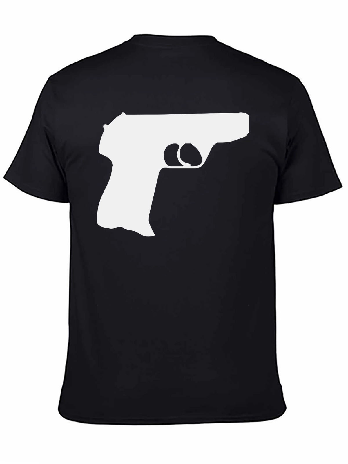 Gun Silhouette Graphic Tee - Black Cotton T-Shirt