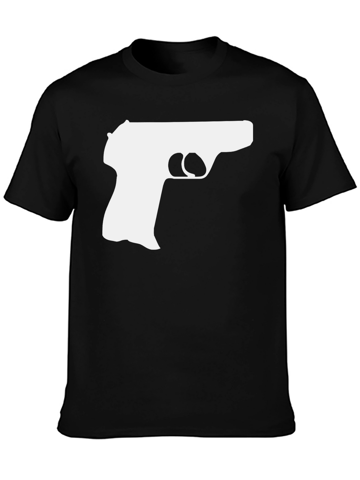 Gun Silhouette Graphic Tee - Black Cotton T-Shirt
