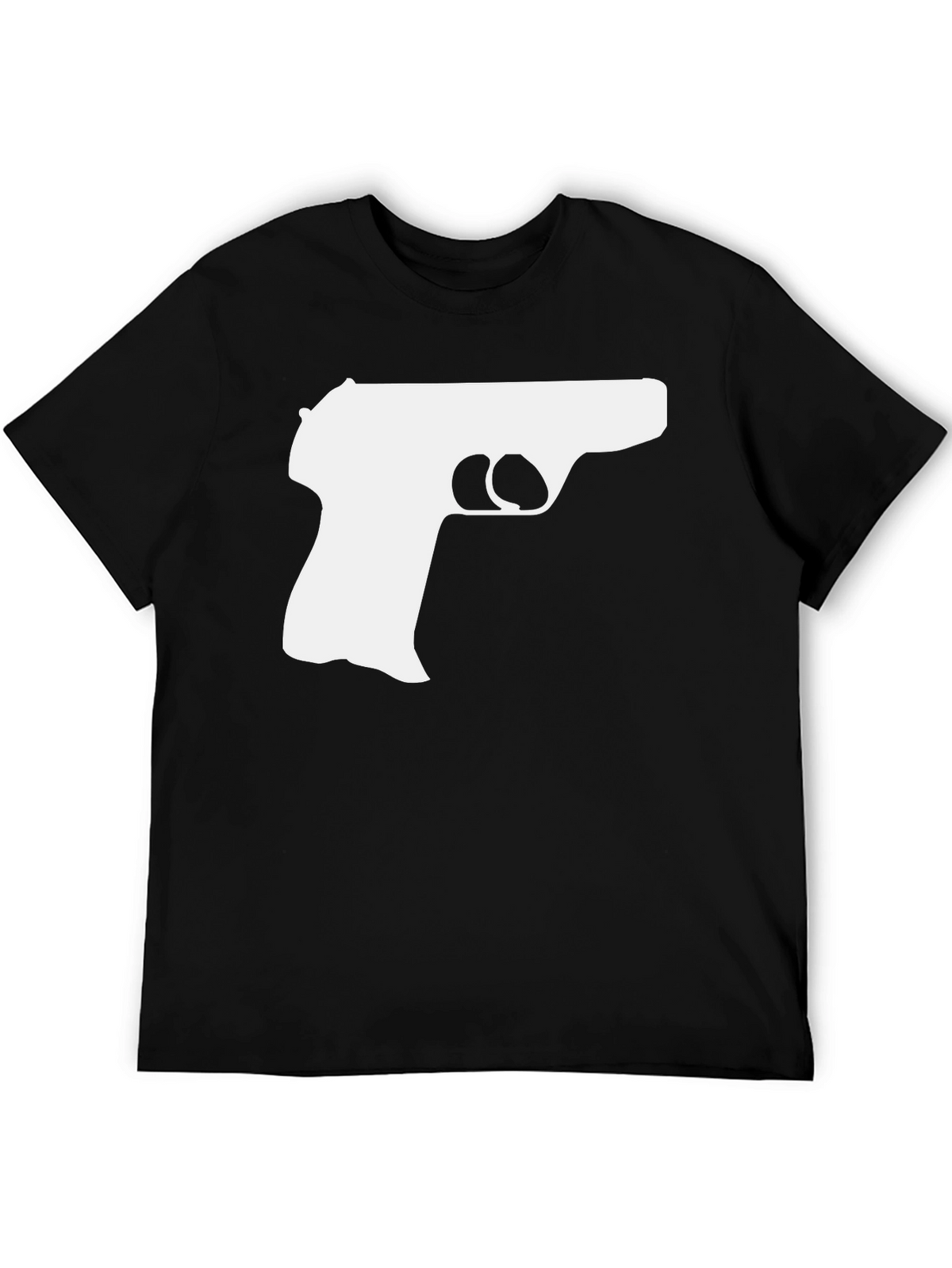 Gun Silhouette Graphic Tee - Black Cotton T-Shirt