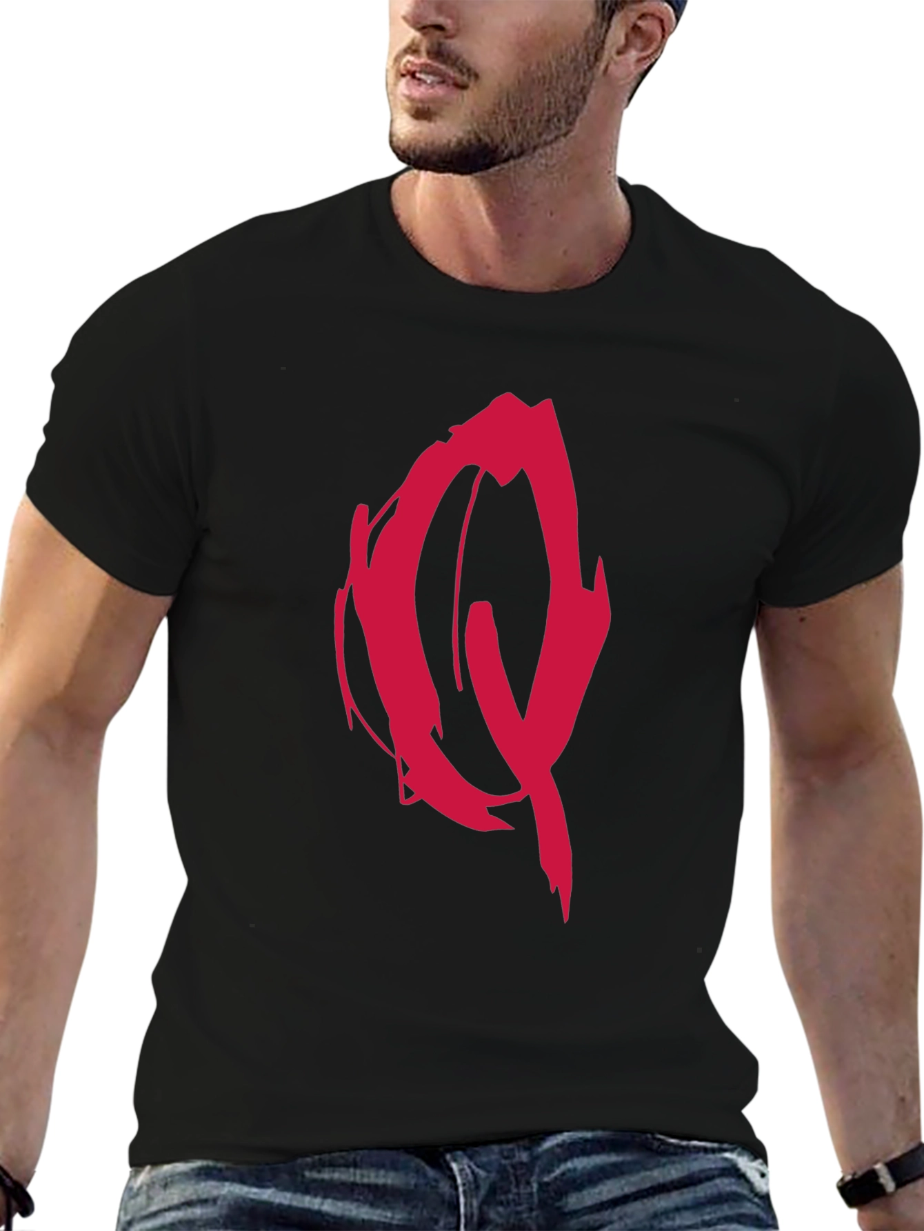 Edgy Red Graffiti Graphic Black T-Shirt