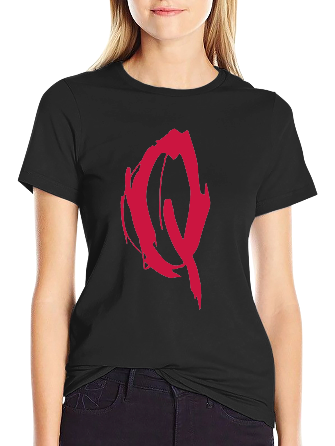 Edgy Red Graffiti Graphic Black T-Shirt