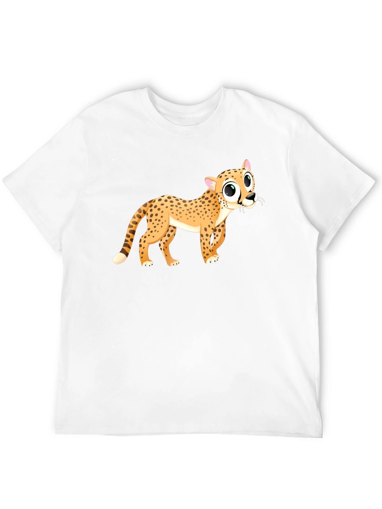 Cheetah Cartoon Graphic Black T-Shirt