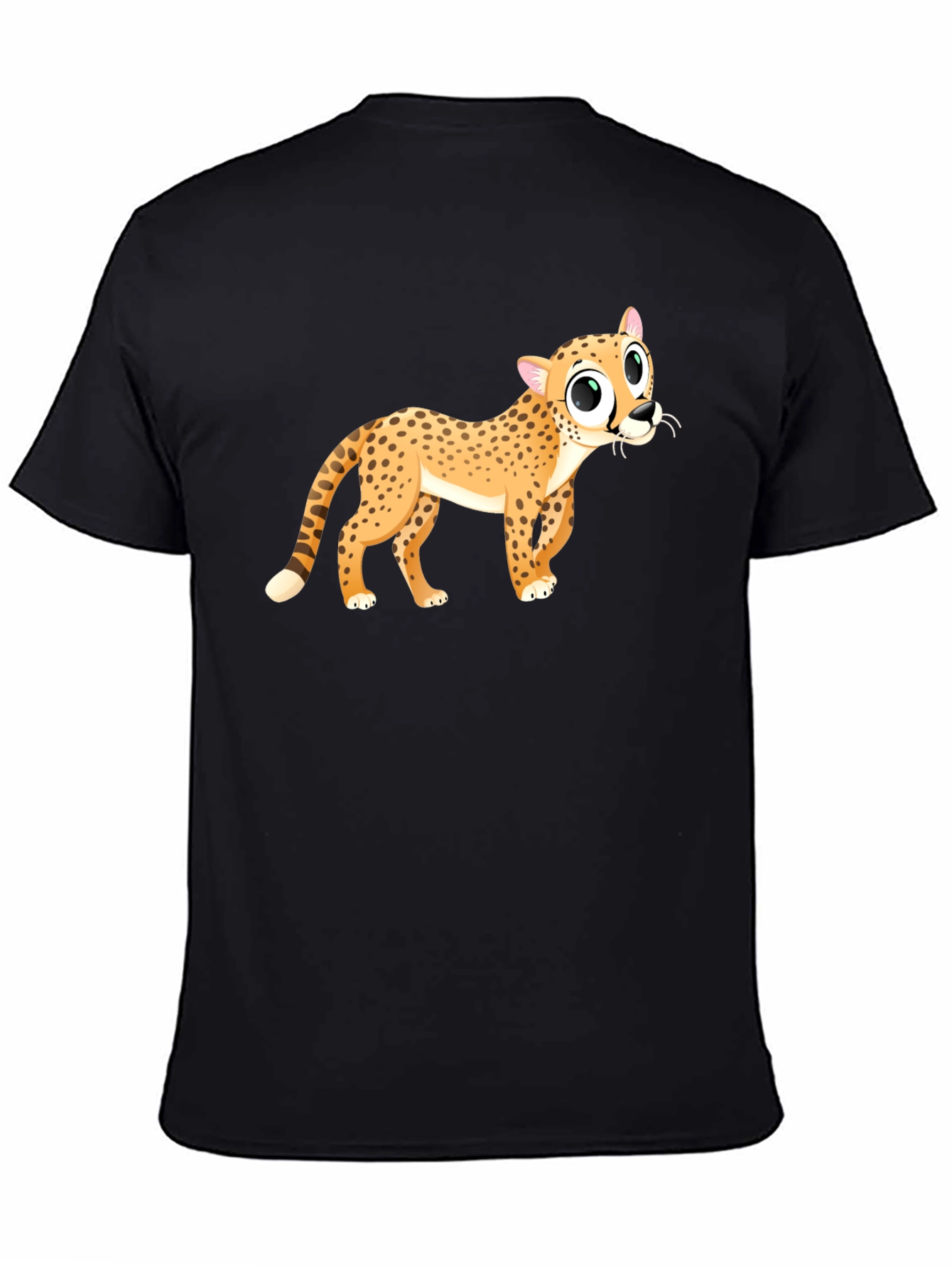 Cheetah Cartoon Graphic Black T-Shirt