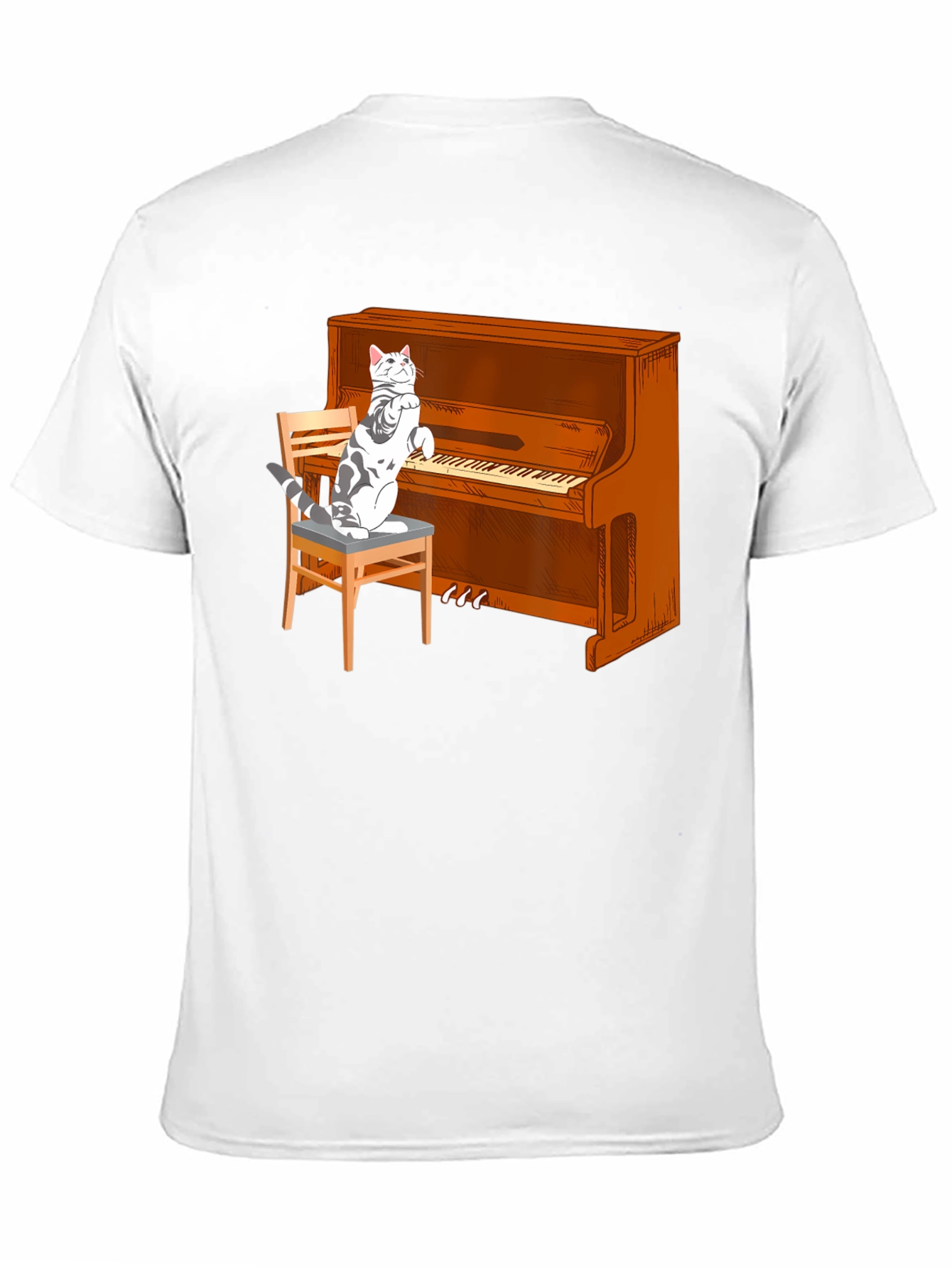 Cat Playing Piano Graphic T-Shirt
