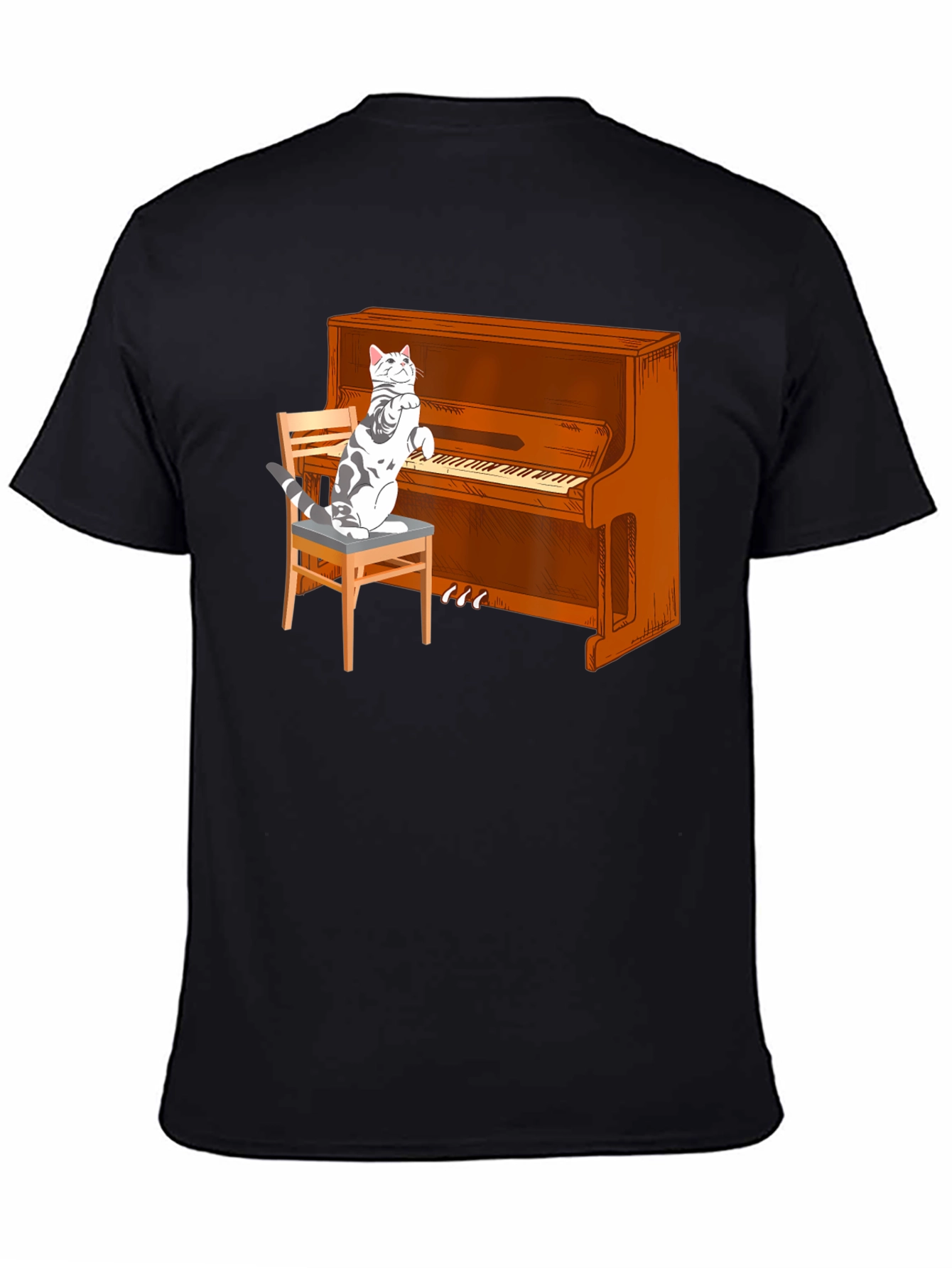Cat Playing Piano Graphic T-Shirt