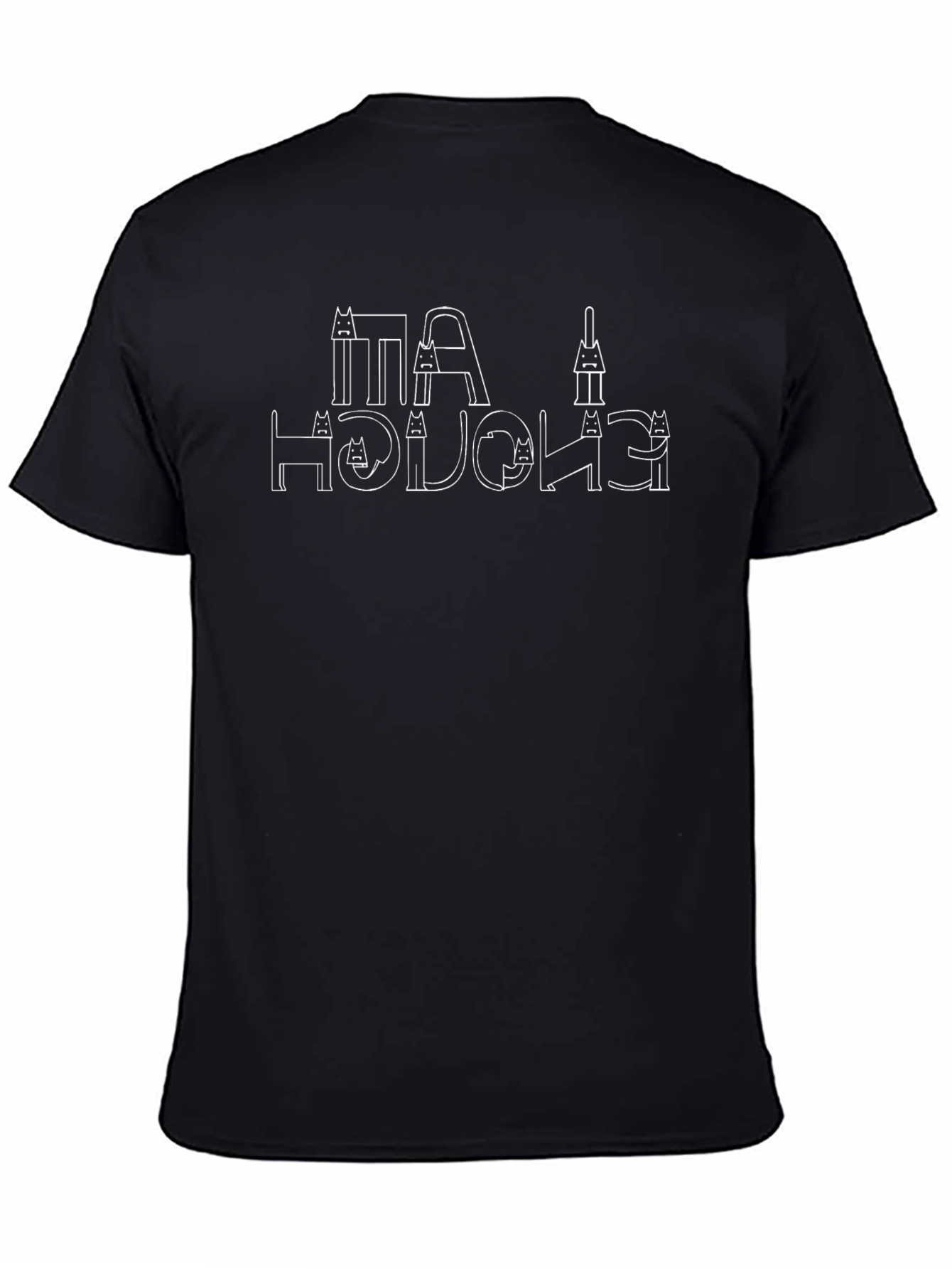 Cat Alphabet T-Shirt - Black Cotton Tee