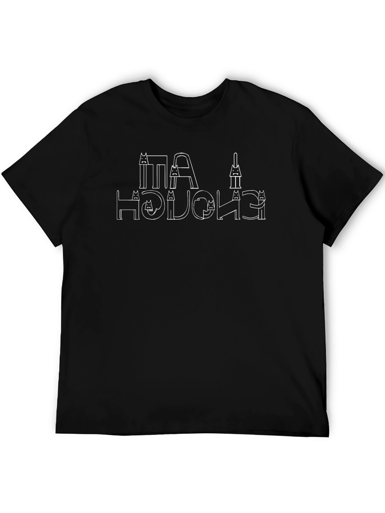 Cat Alphabet T-Shirt - Black Cotton Tee