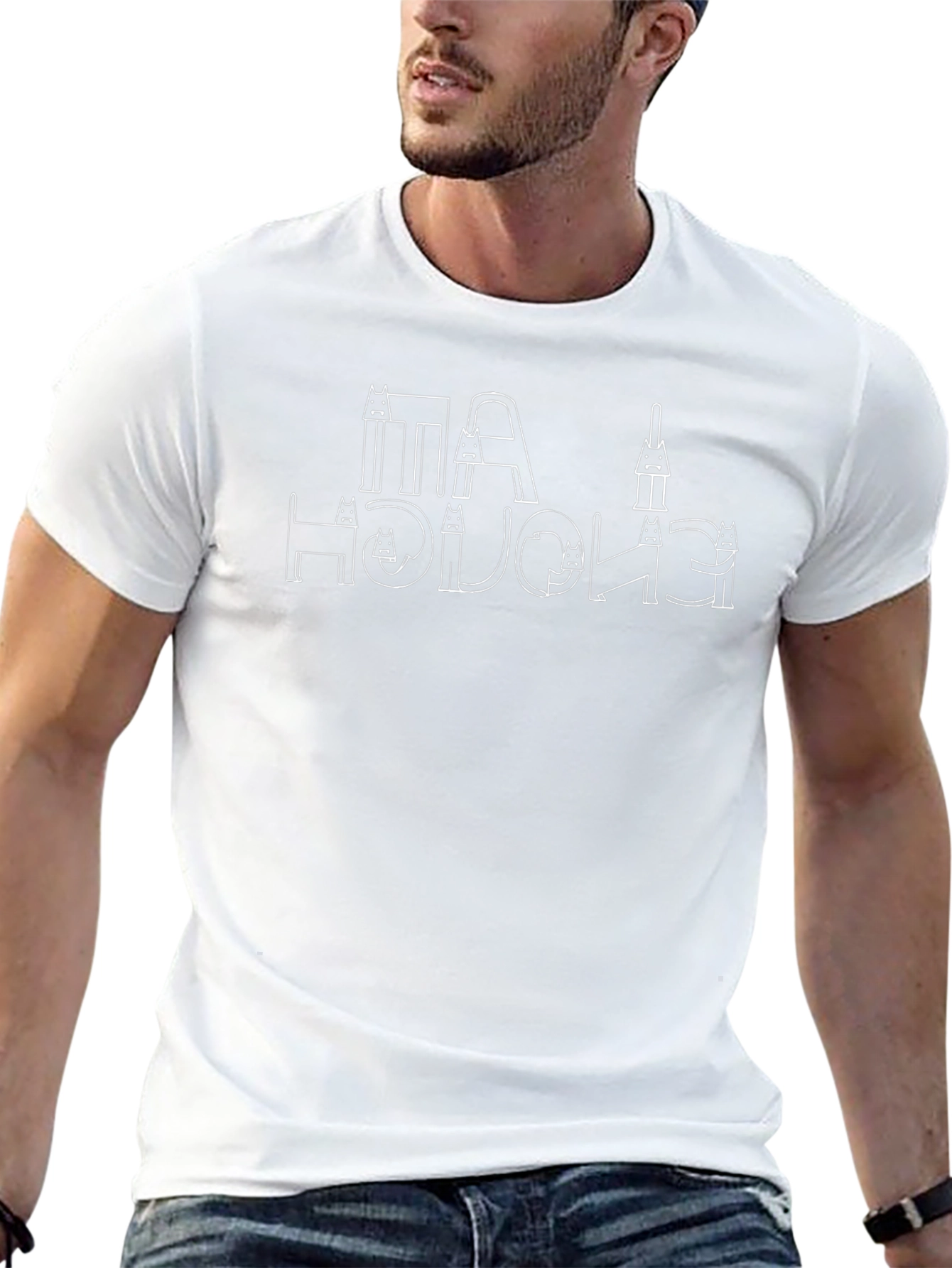 Cat Alphabet T-Shirt - Black Cotton Tee