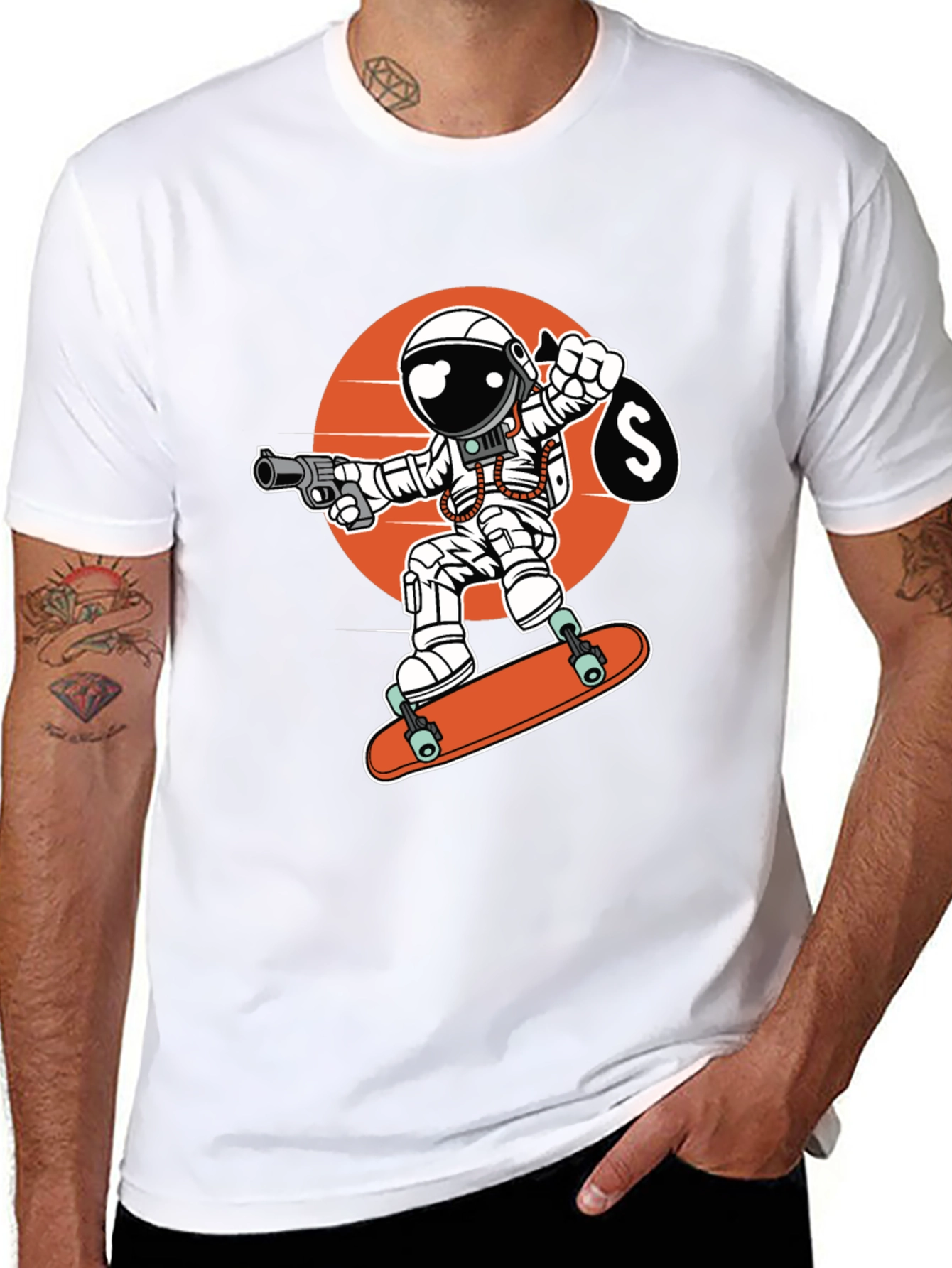 Astronaut Skateboarder T-Shirt - Space Hustler