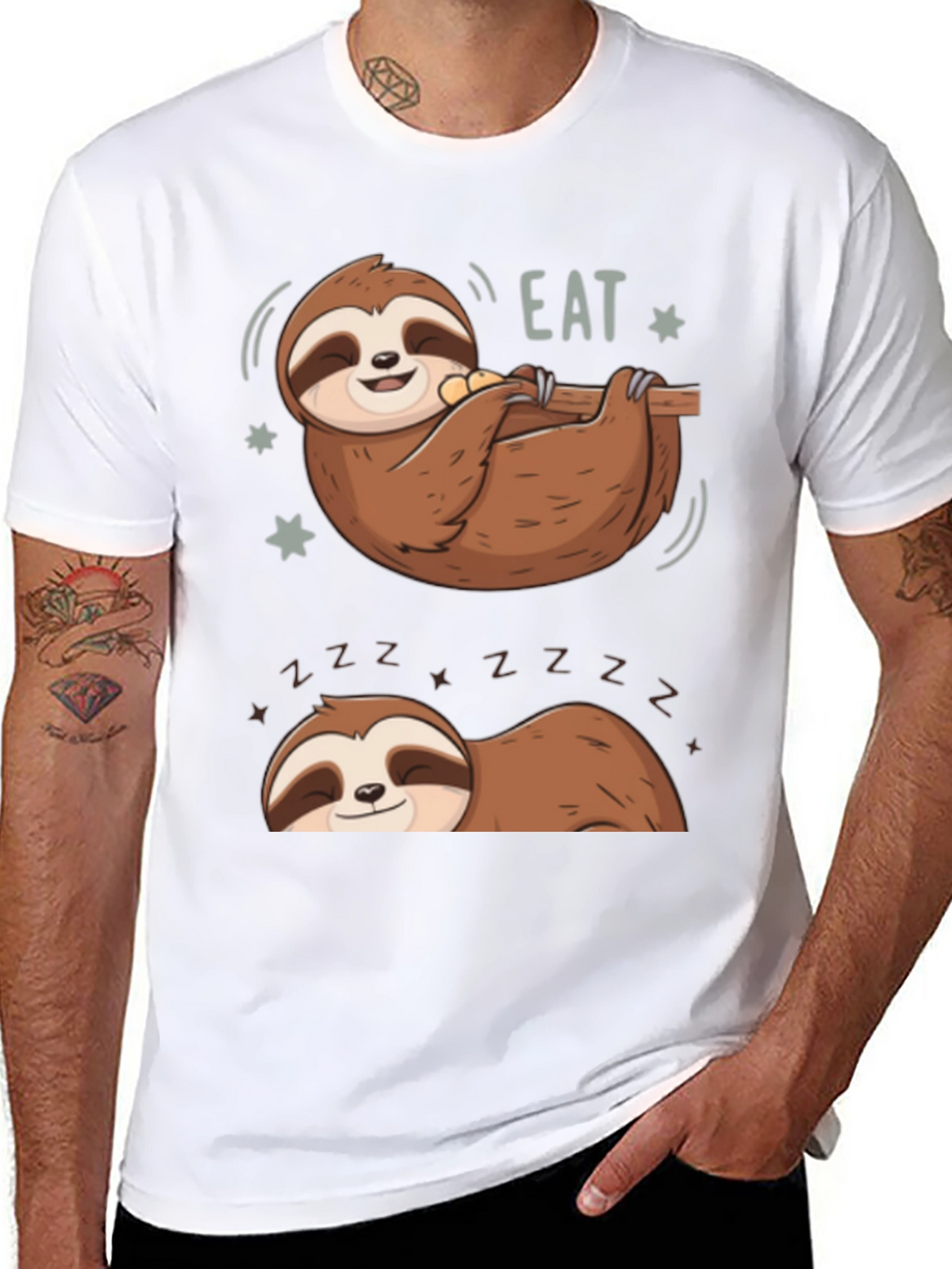 Lazy Sloth Eat & Sleep Graphic Tee