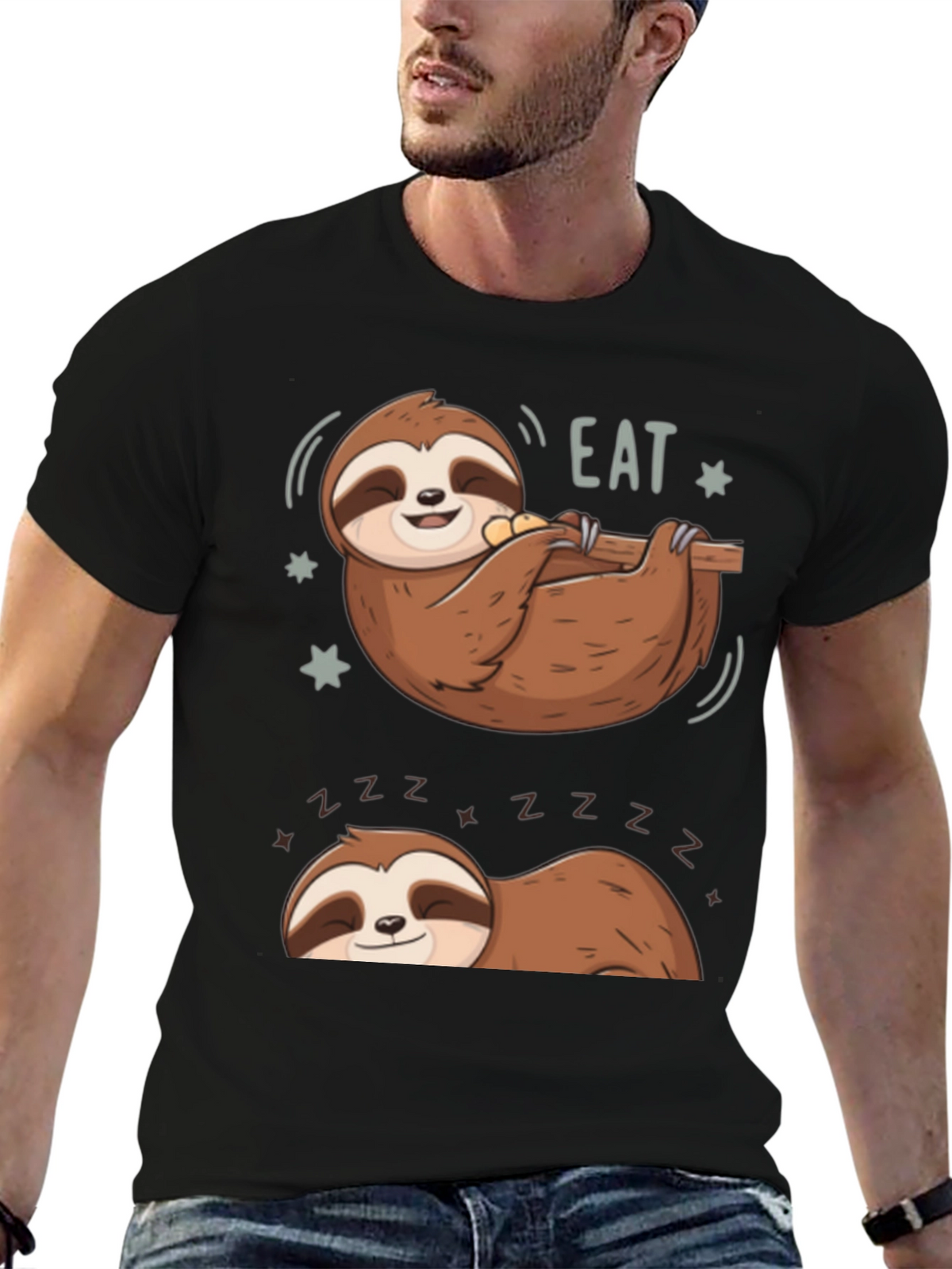 Lazy Sloth Eat & Sleep Graphic Tee
