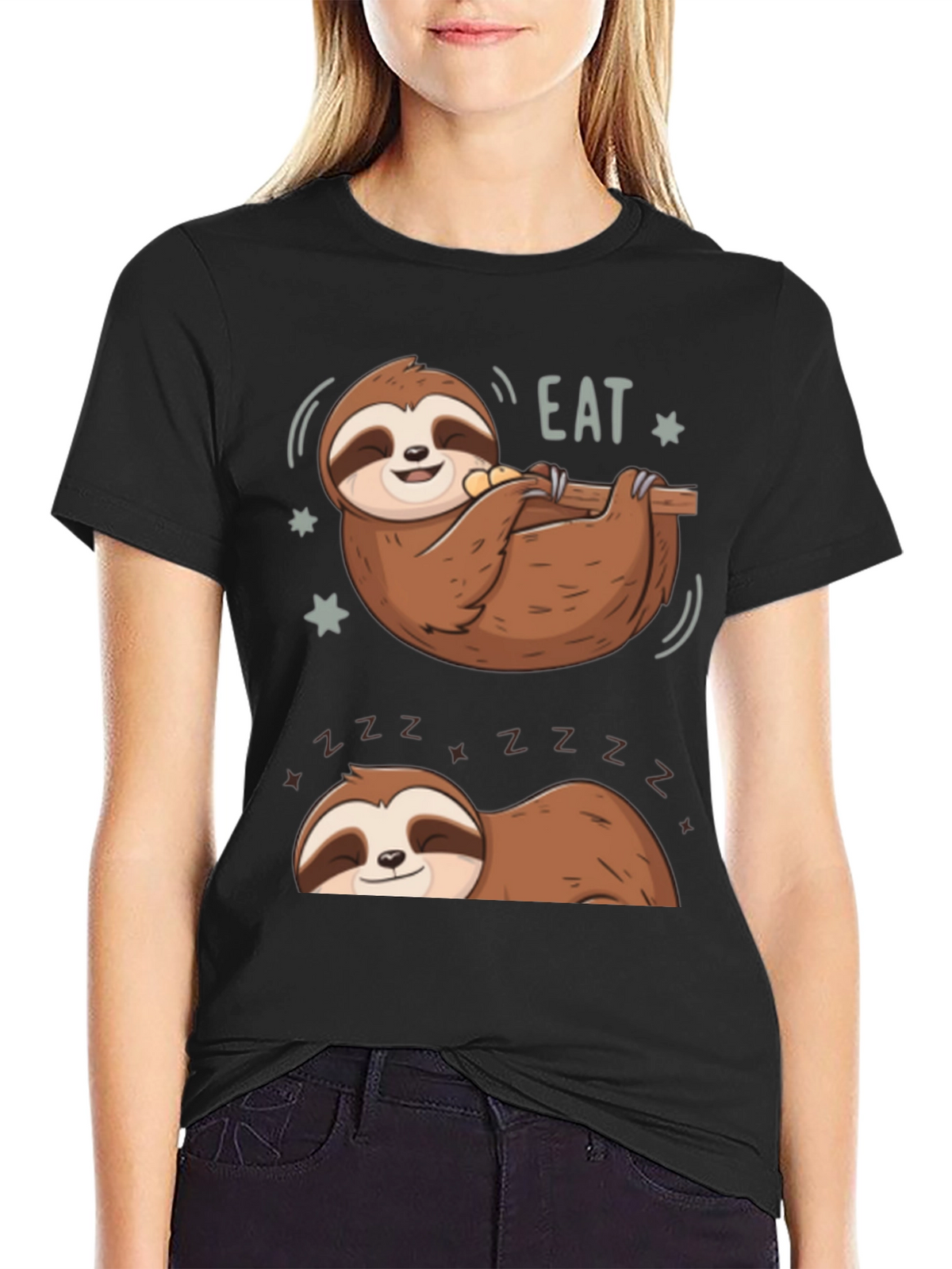 Lazy Sloth Eat & Sleep Graphic Tee