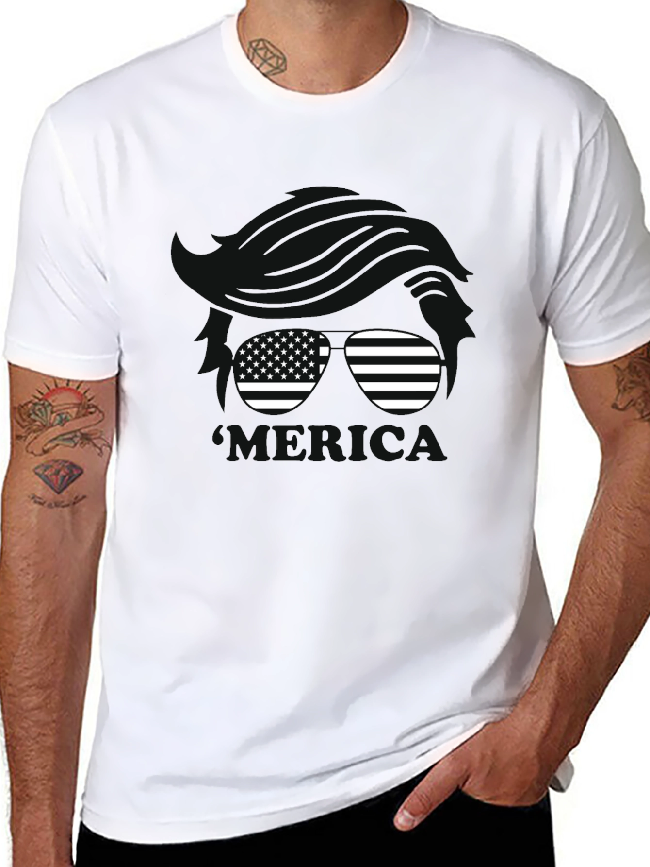 USA Flag Sunglasses Graphic T-Shirt - Patriotic Style