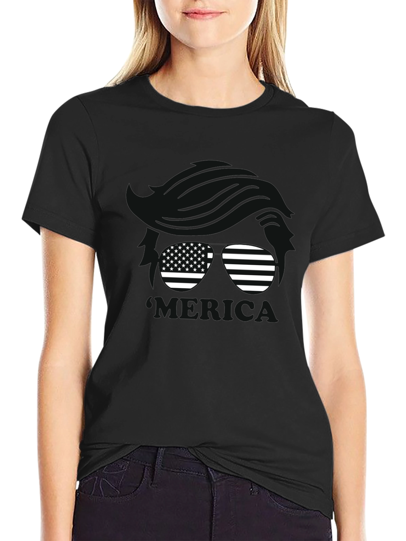 USA Flag Sunglasses Graphic T-Shirt - Patriotic Style