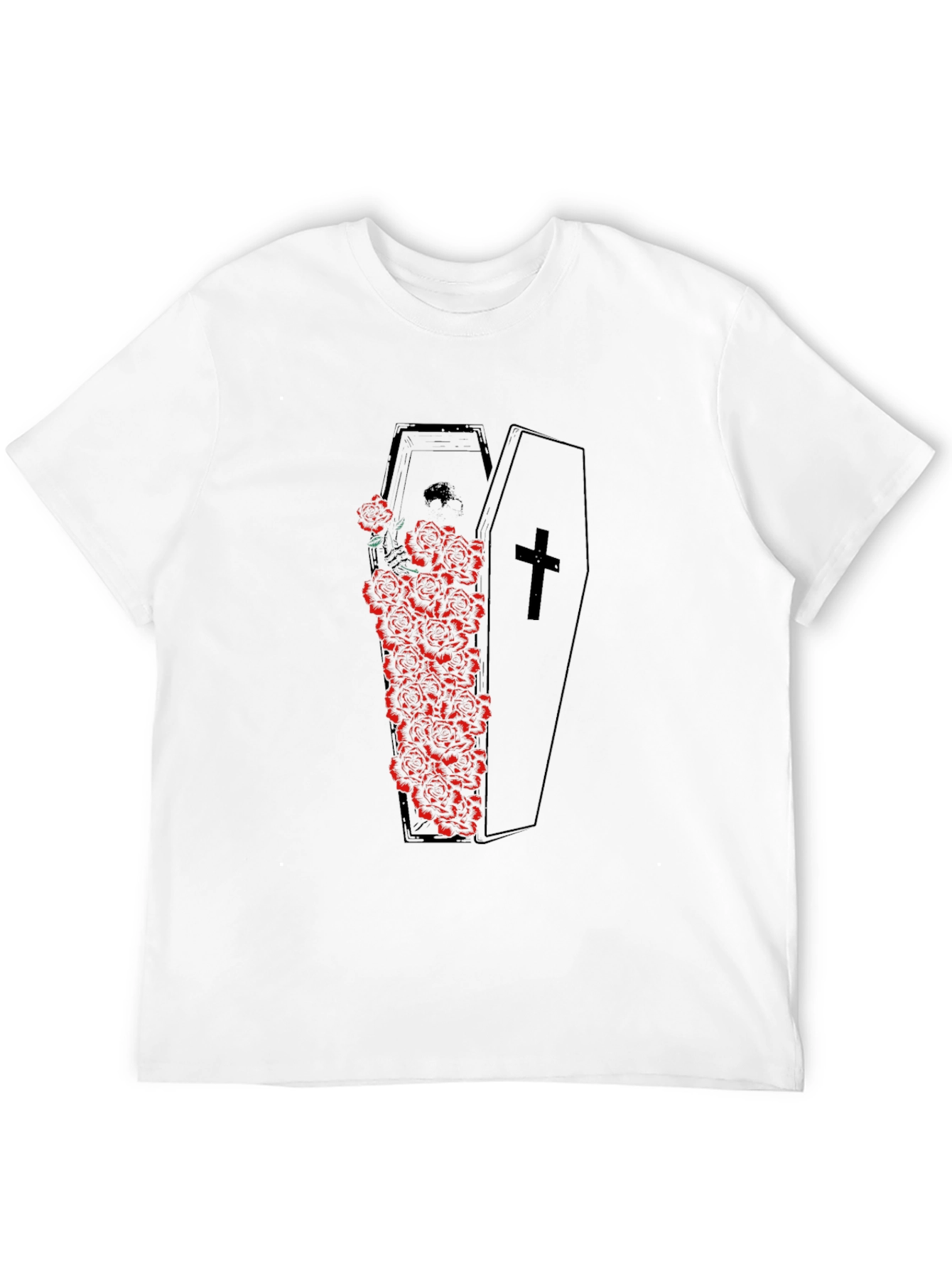 Gothic Coffin Roses Graphic Tee