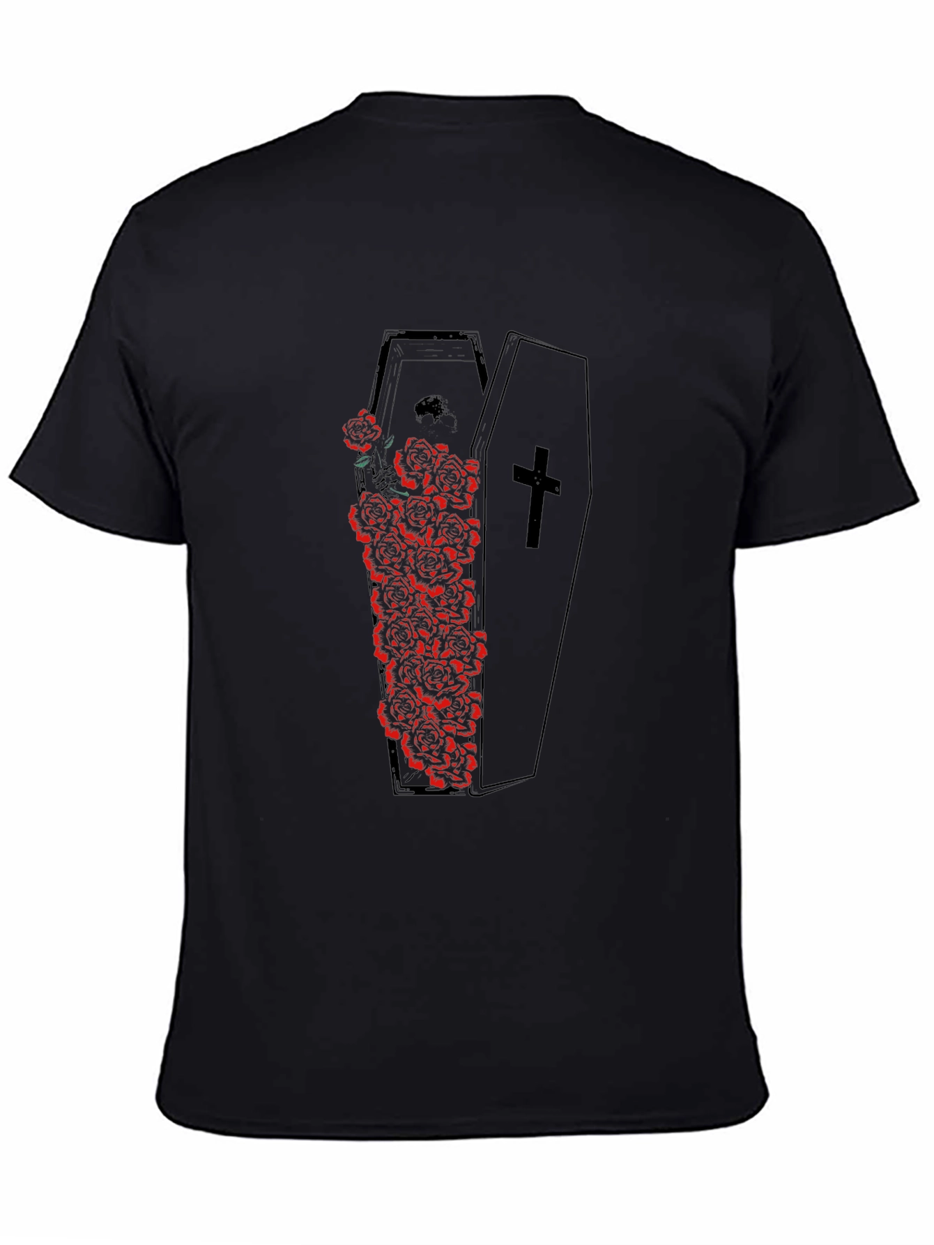 Gothic Coffin Roses Graphic Tee